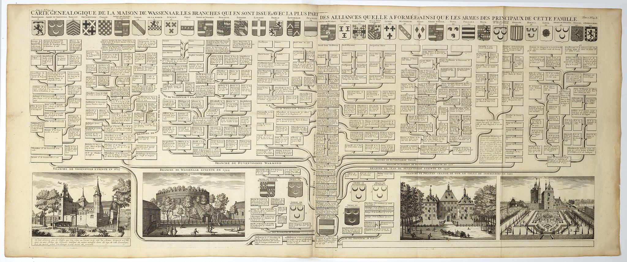 CHATELAIN, H., Carte genealogique de la maison des Wassenaar . . ., antique map, old maps