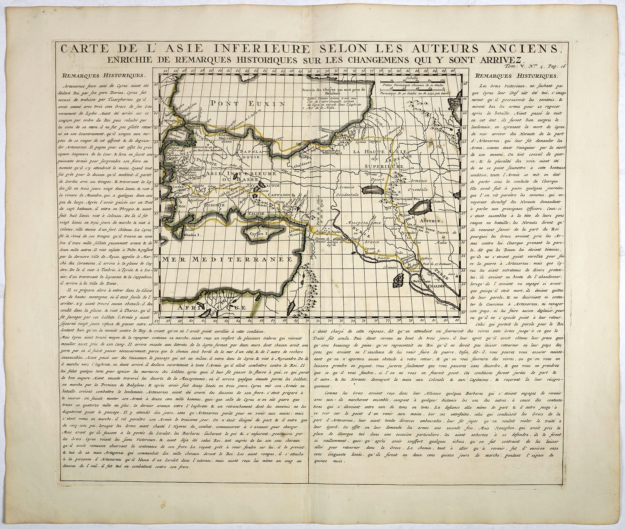 CHATELAIN, H., Carte De L'Asie Inferieure Selon Les Auteurs Anciens, Enrichie de Remarques Historiques sur les Changemens qui y sont arrivez., antique map, old maps