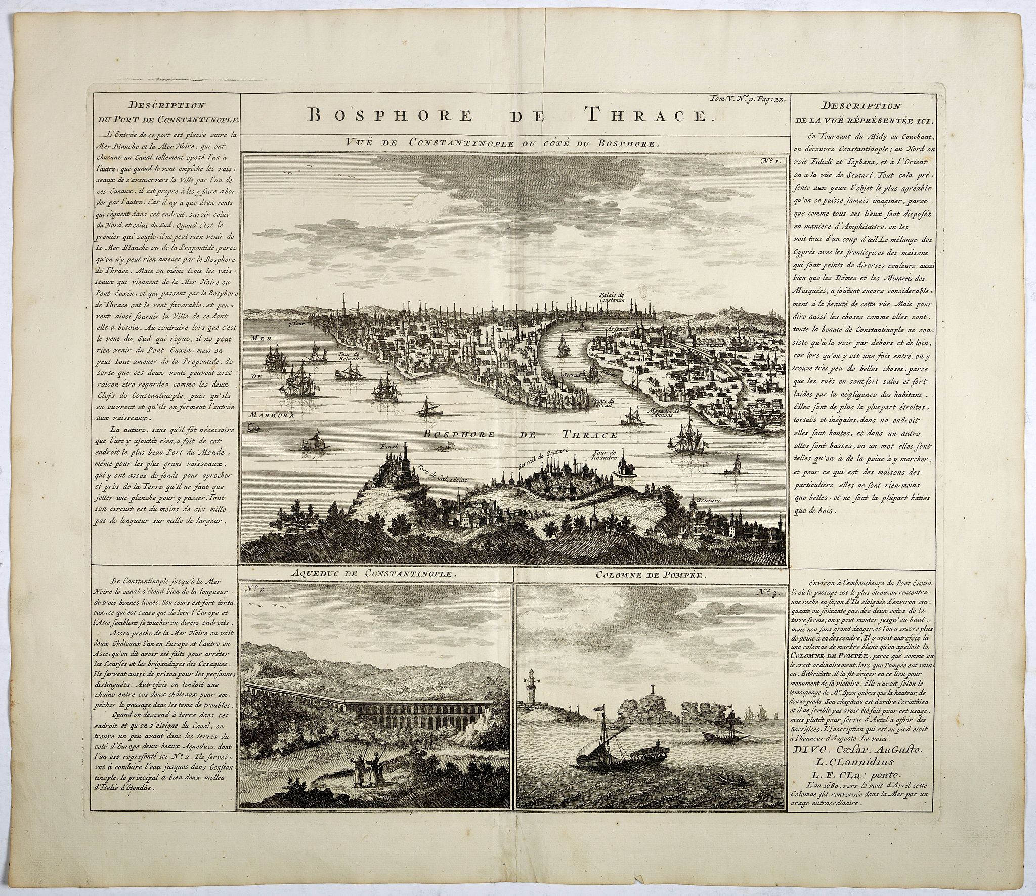 CHATELAIN, H., Bosphore de Thrace., antique map, old maps