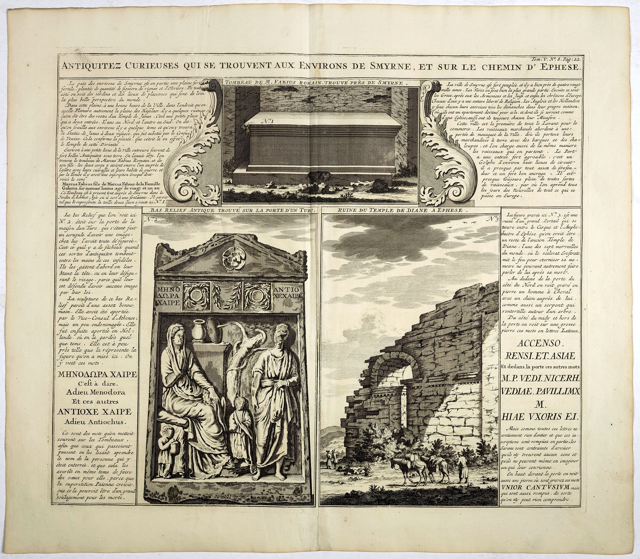 CHATELAIN, H., Antiquez curieuses qui se trouvent aux environs de Smyrne, et sur le chemin d'Ephese., antique map, old maps