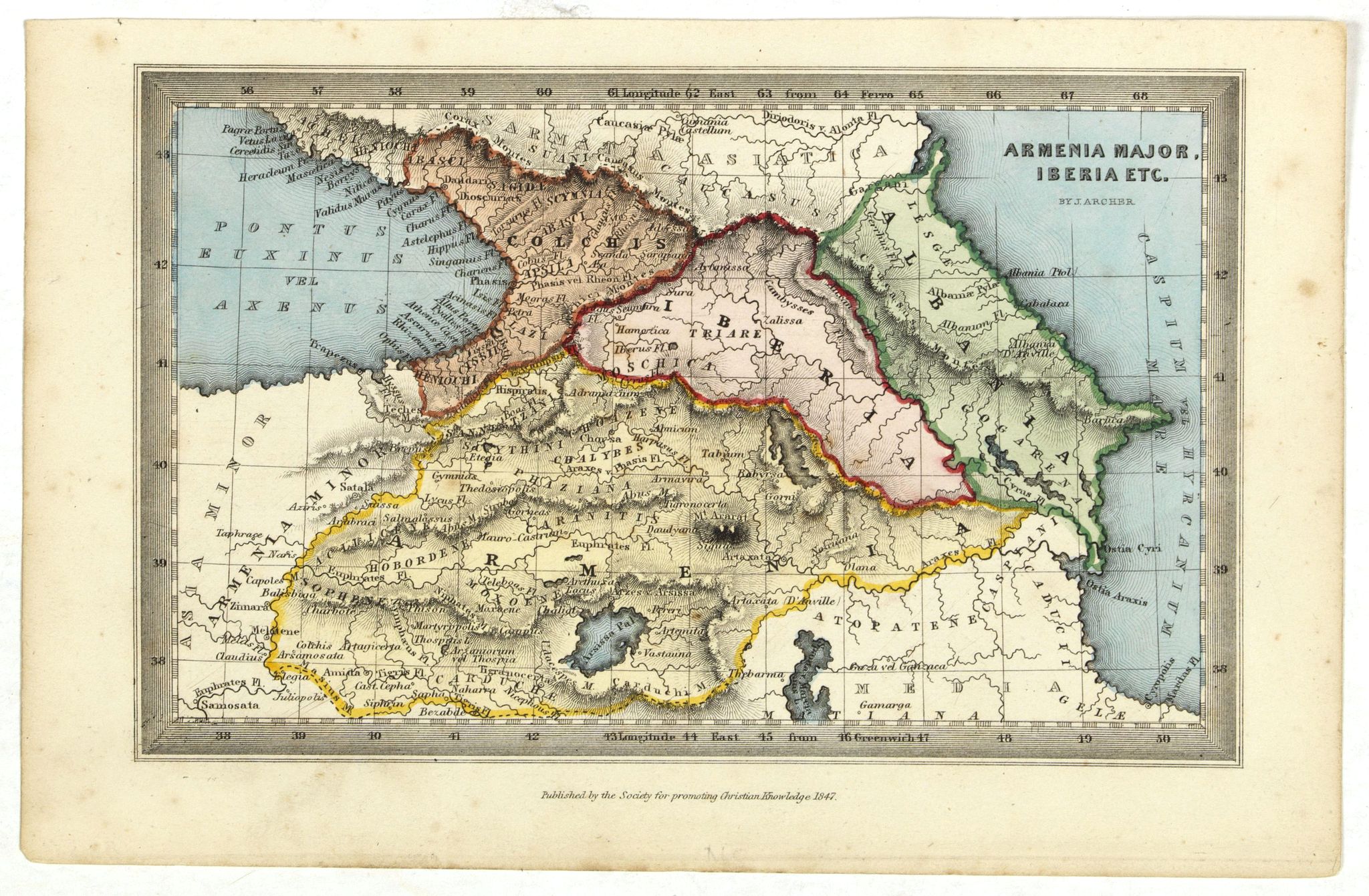 ARCHER, J., Armenia major, Iberia etc. by J.Archer., antique map, old maps