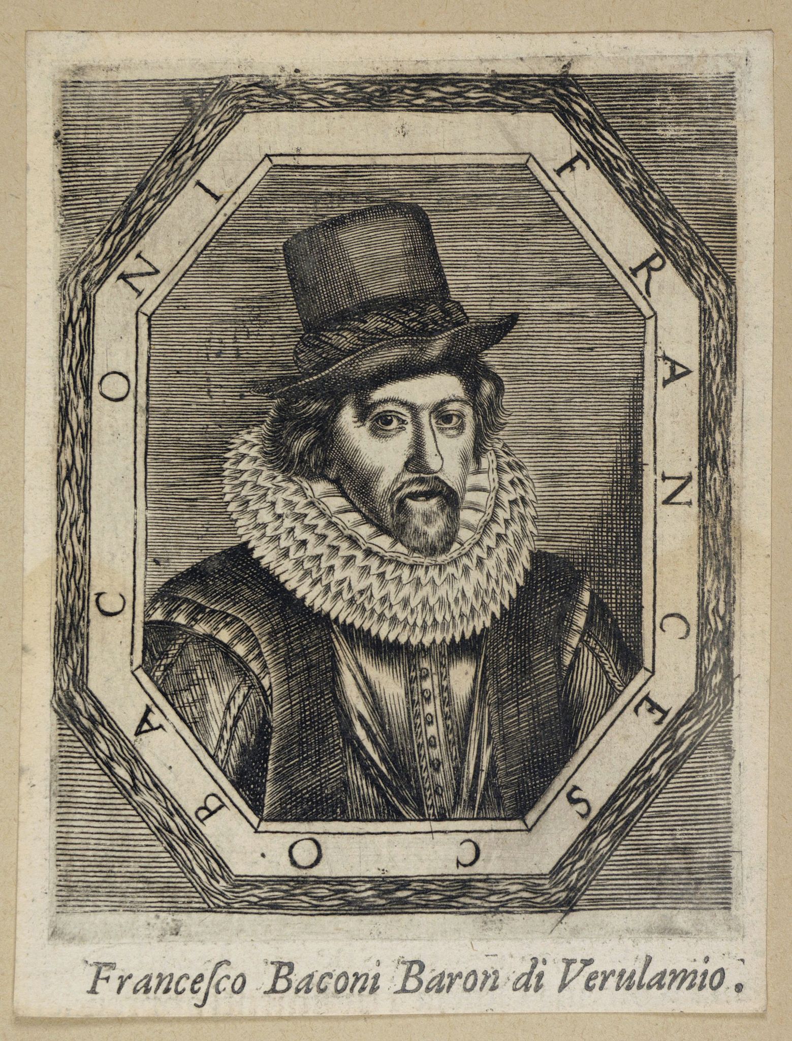 ANONYMOUS, Francesco Baconi Baron di Verulamio., antique map, old maps