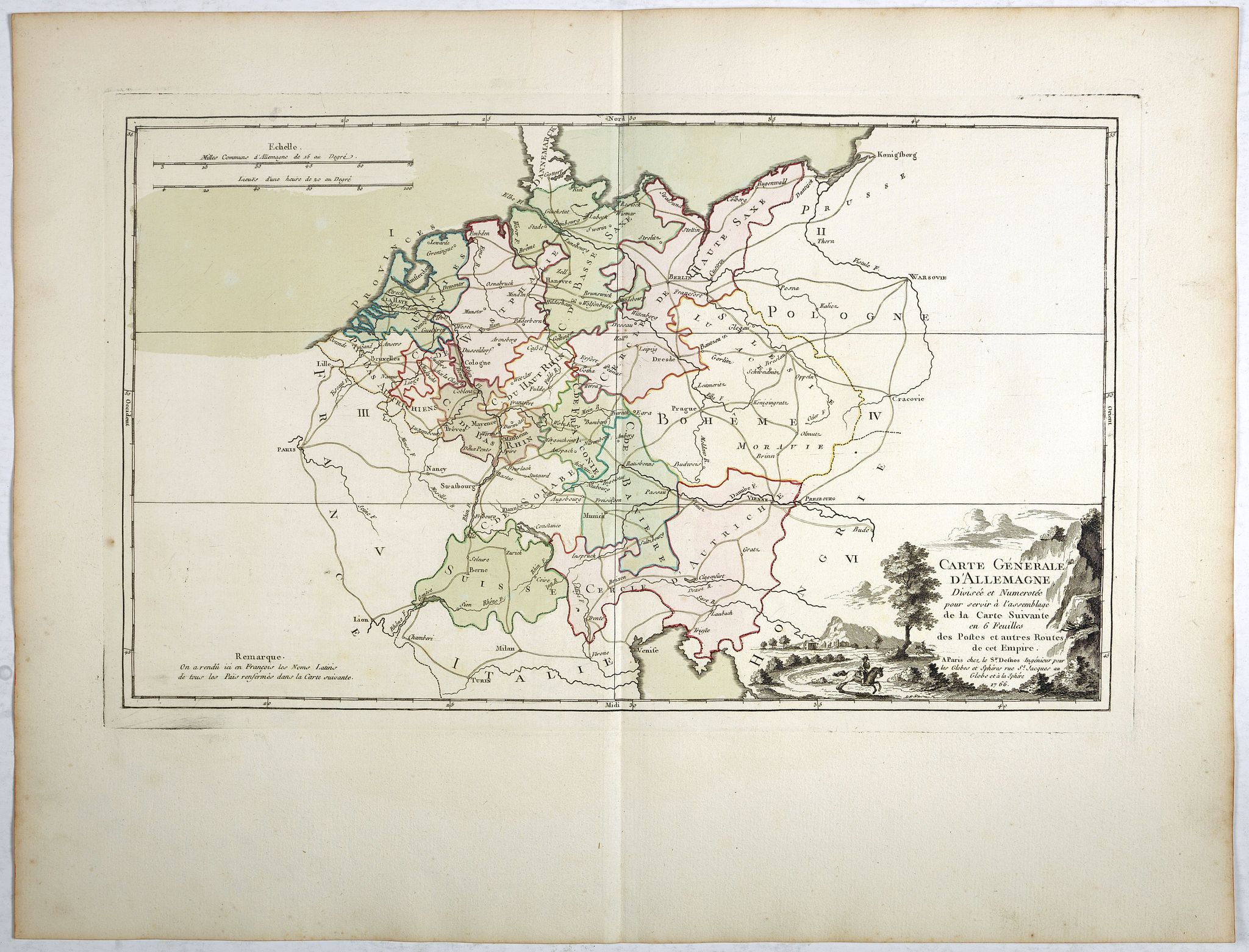 DESNOS, Louis Charles, Carte Génerale d'Allemagne, Divisée et Numerotée pour servir à l'assemblage de la Carte Suivante . . ., antique map, old maps