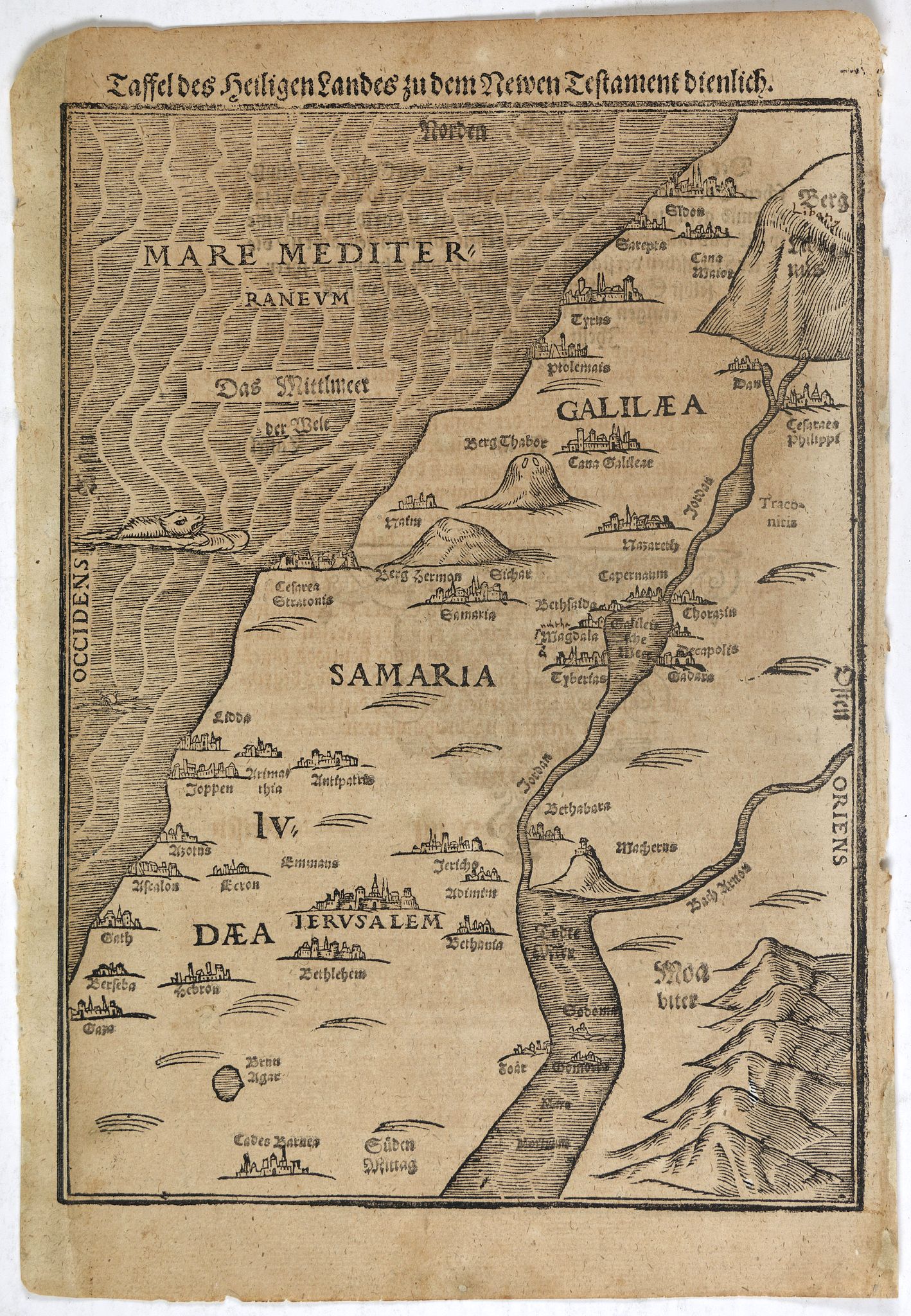 BÜNTING,H., Taffel des Heiligen Landes. . ., antique map, old maps