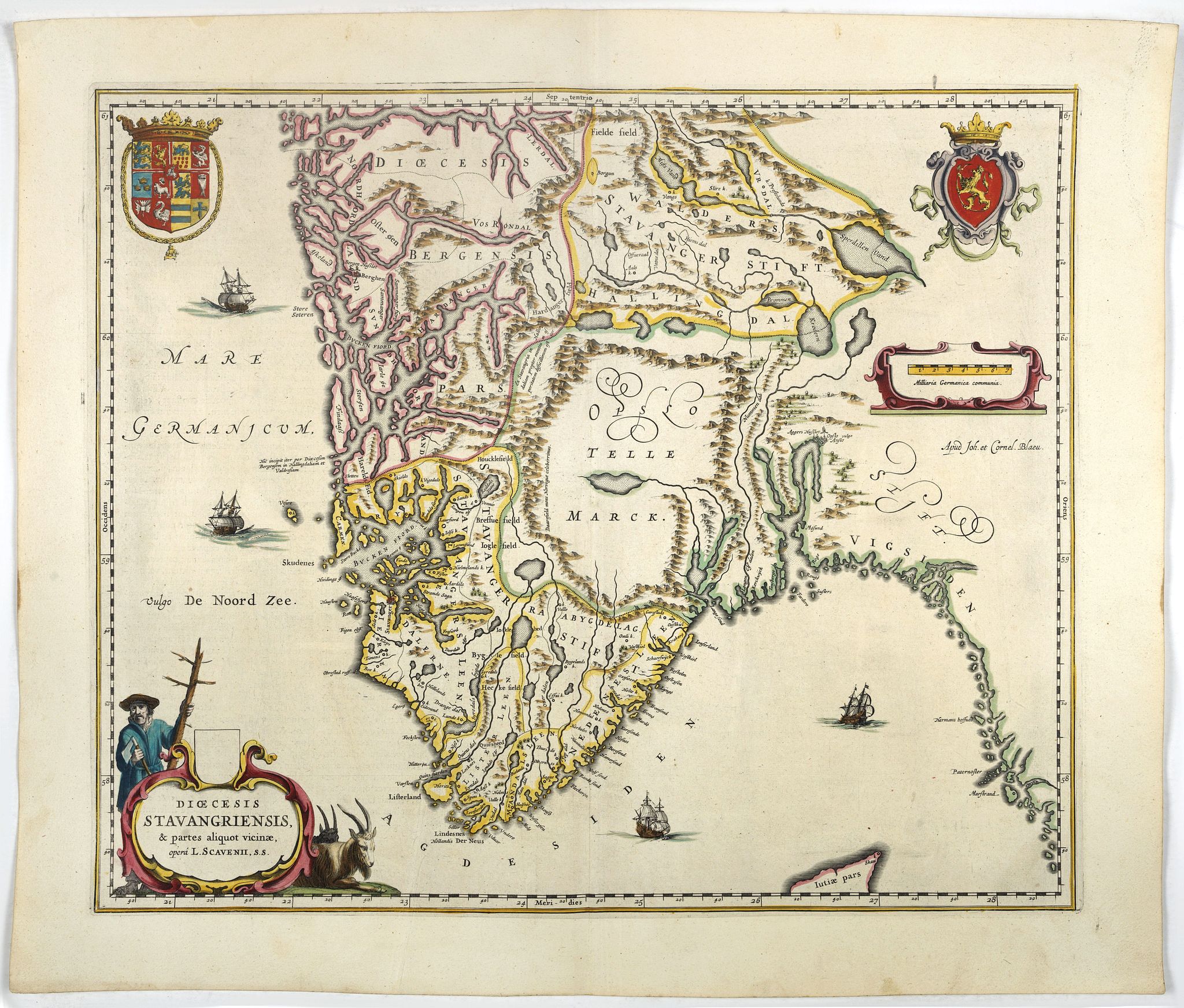 BLAEU, J., Dioecensis Stavangriensis.., antique map, old maps