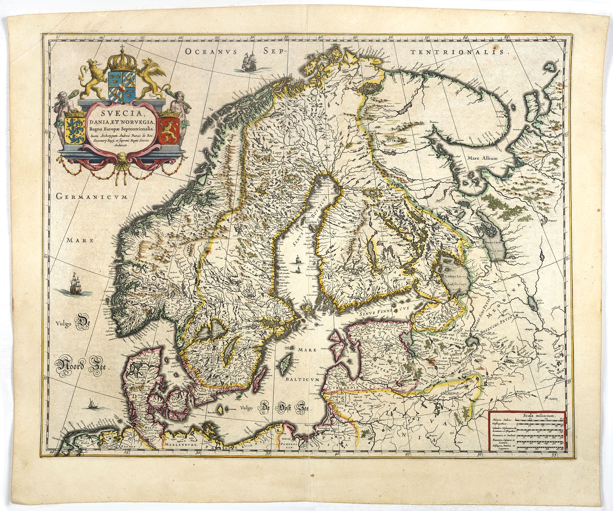 BLAEU, W., Svecia, Dania, et Norvegia regnae Europe septentrionale., antique map, old maps