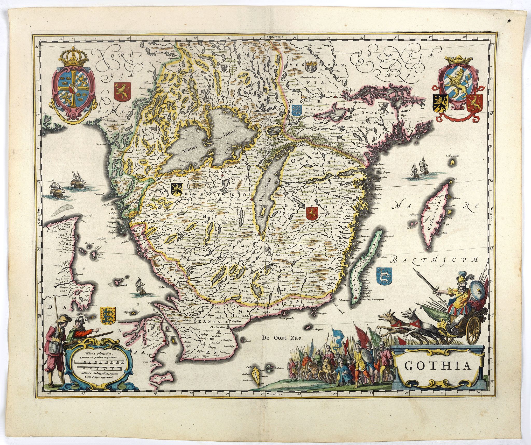 BLAEU, J., Gothia., antique map, old maps