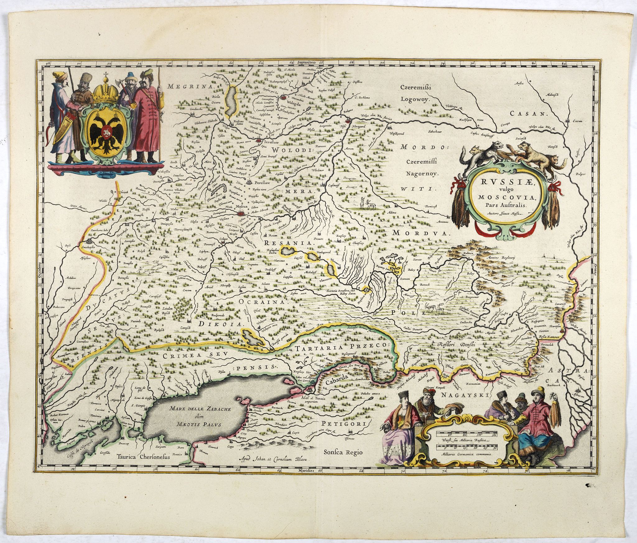 BLAEU, J. / C., Russiae vulgo Moscovia pars australis. . ., antique map, old maps