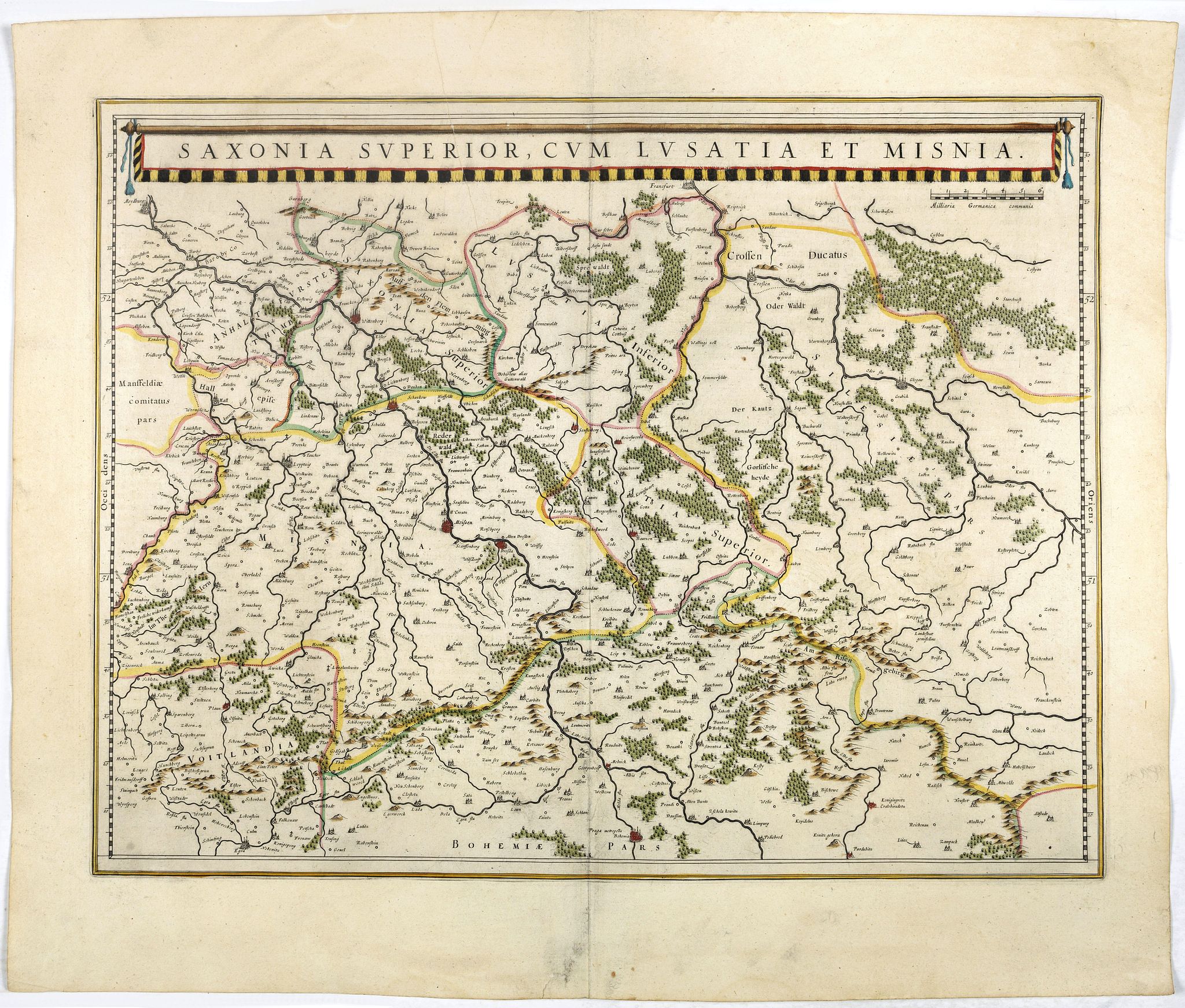 BLAEU, W., Saxonia Superior, cum Lusatia et Misnia., antique map, old maps