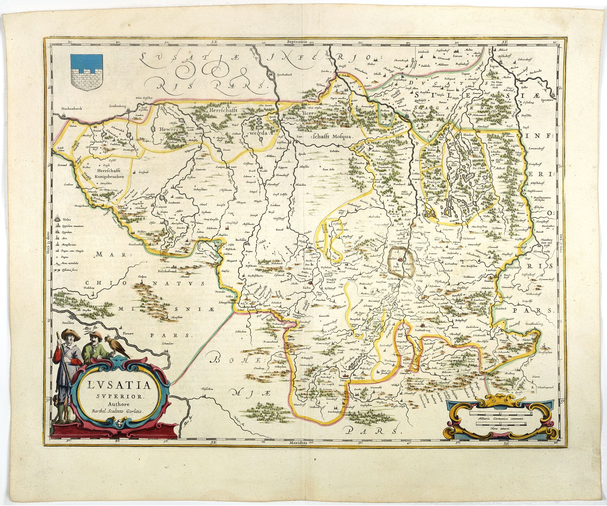 BLAEU, W., Lusatia Superior., antique map, old maps