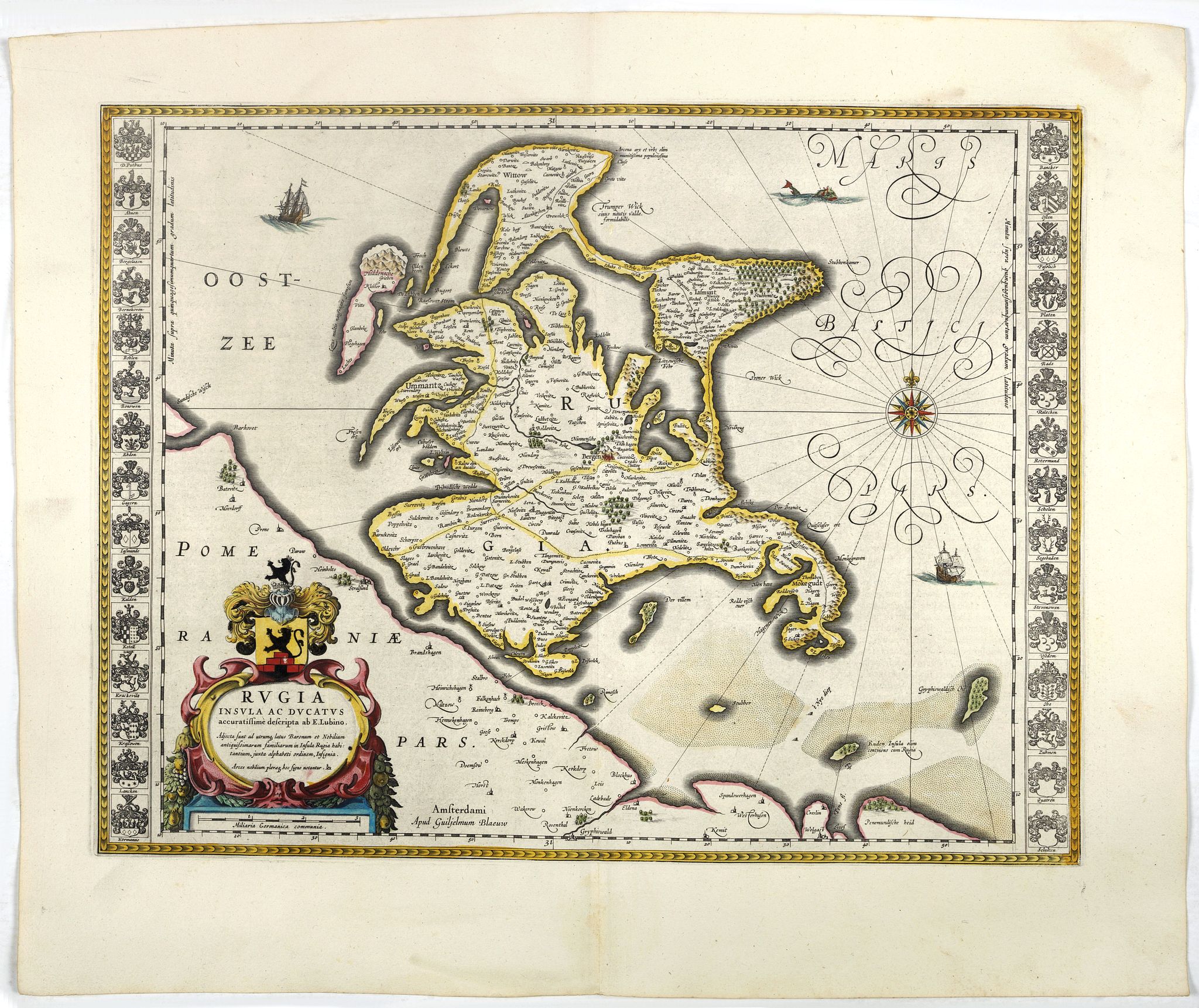BLAEU, W., Rugia Insula ac ducatus.., antique map, old maps