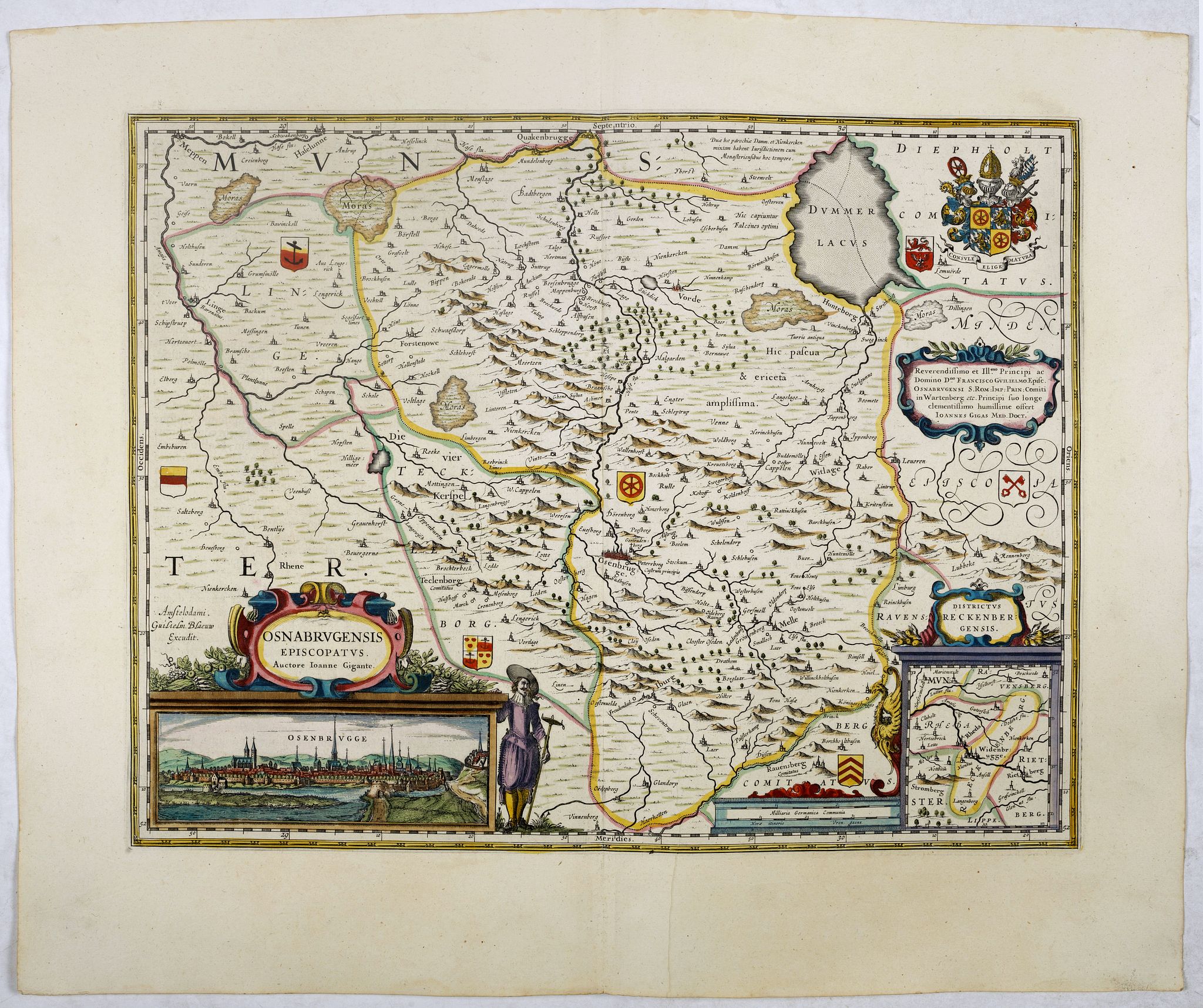 BLAEU, J., Osnabrugensis episcopatus., antique map, old maps