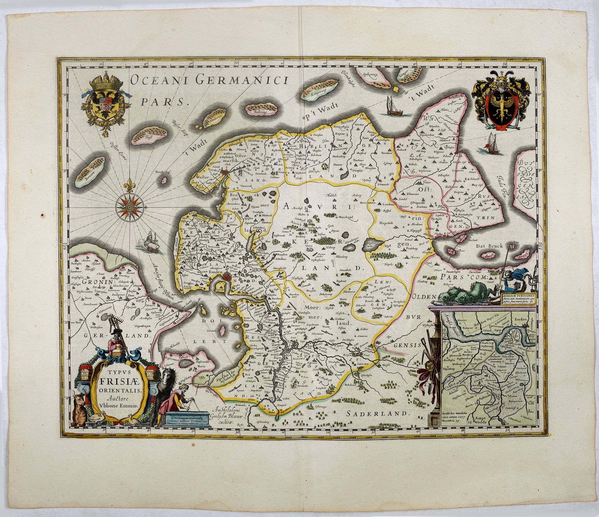 BLAEU, W., Typus Frisiae Orientalis., antique map, old maps