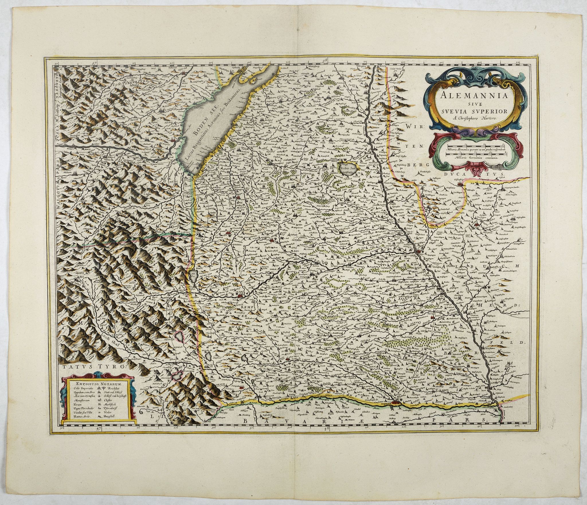 BLAEU,W., Alemannia sive Suevia Superior., antique map, old maps