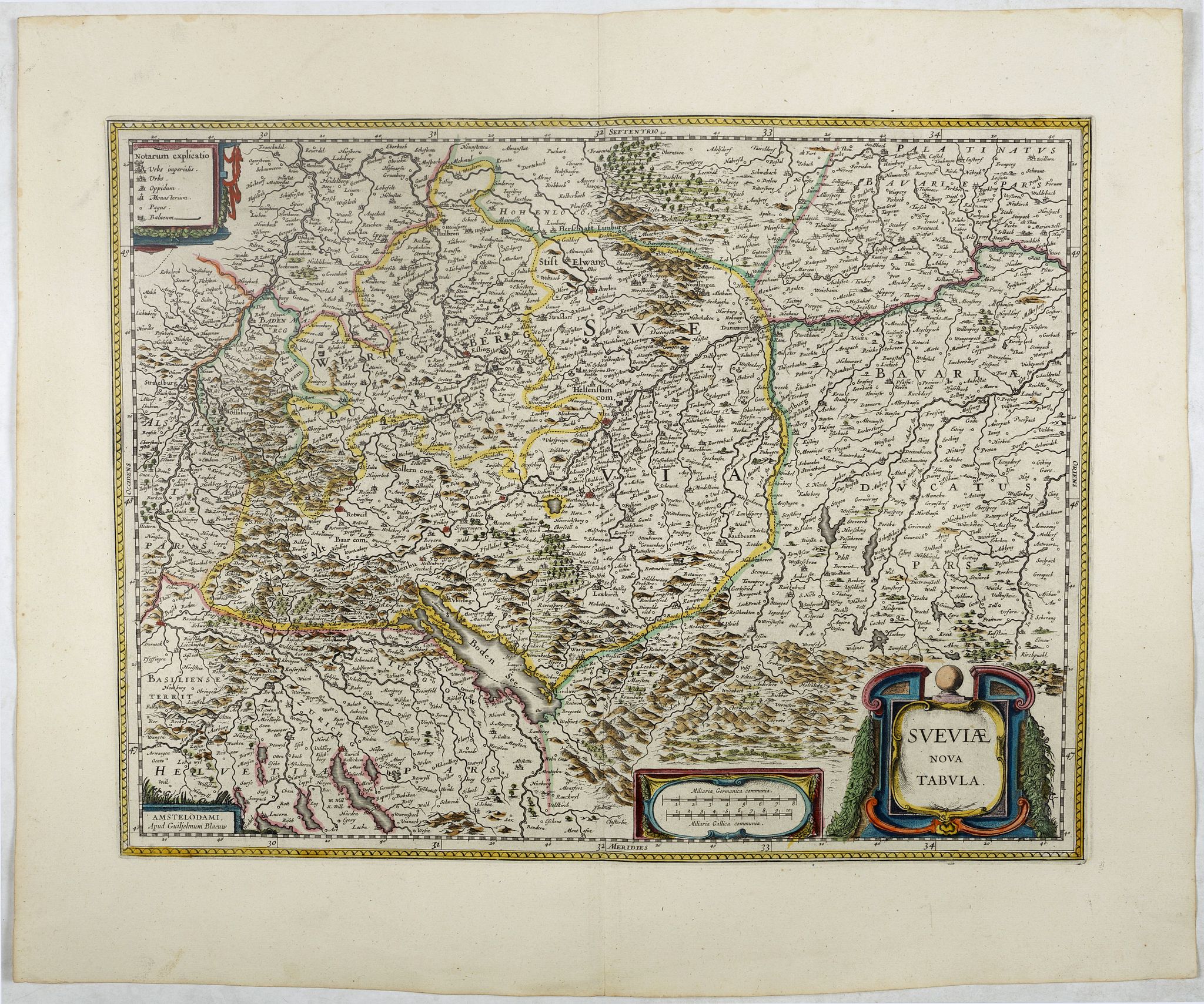 BLAEU, W., Sueviae nova tabula., antique map, old maps