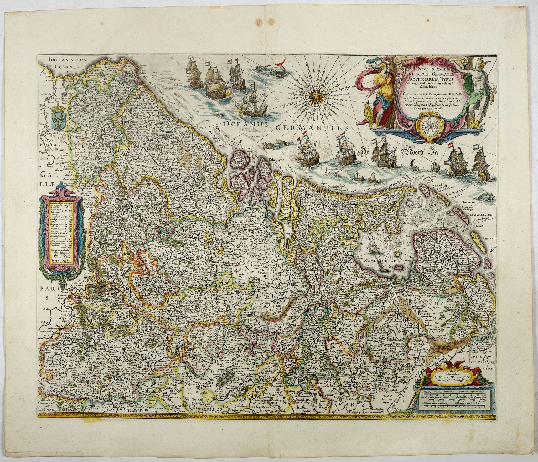 BLAEU, W., Novus XVII Inferioris Germaniae Provinciarum Typus., antique map, old maps