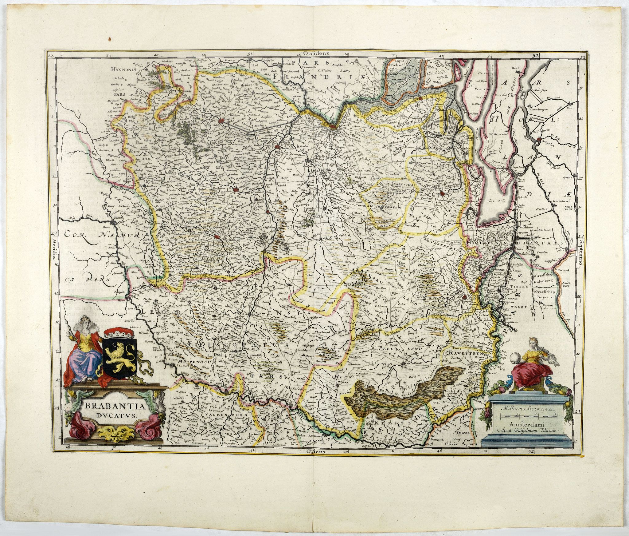 BLAEU, W., Brabantia Ducatus., antique map, old maps