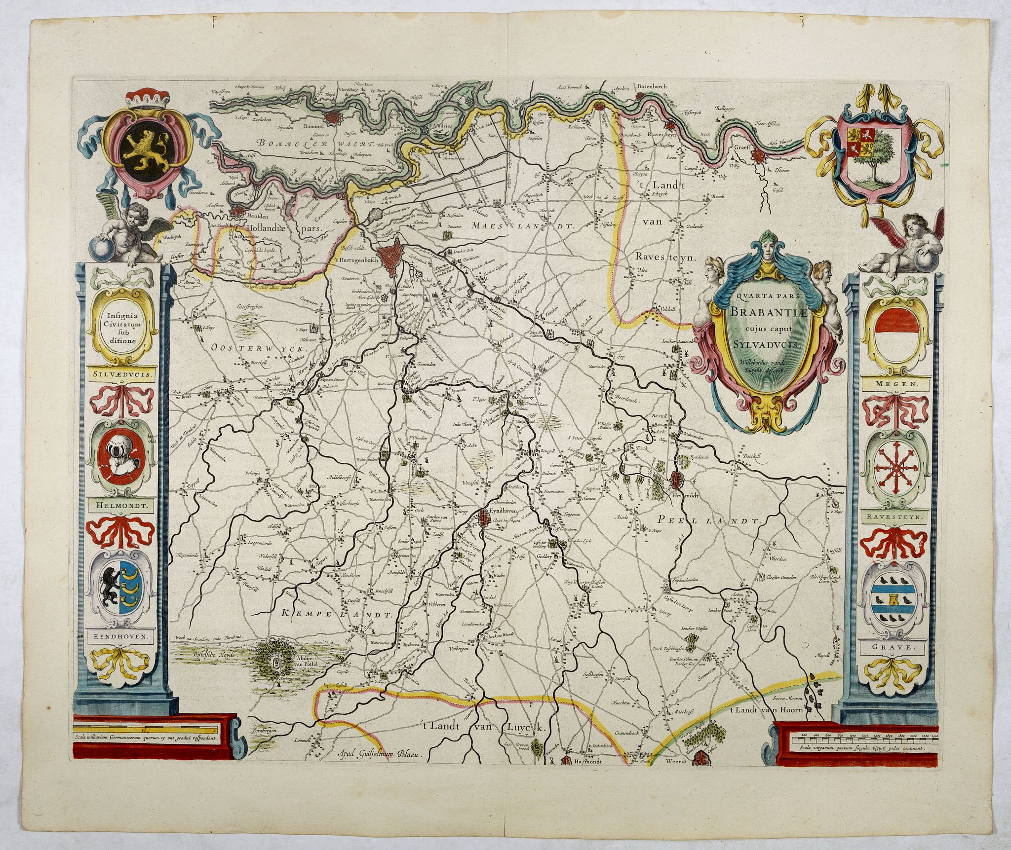 BLAEU, W., Quarta pars Brabantiae cujus caput Sylvaducis., antique map, old maps