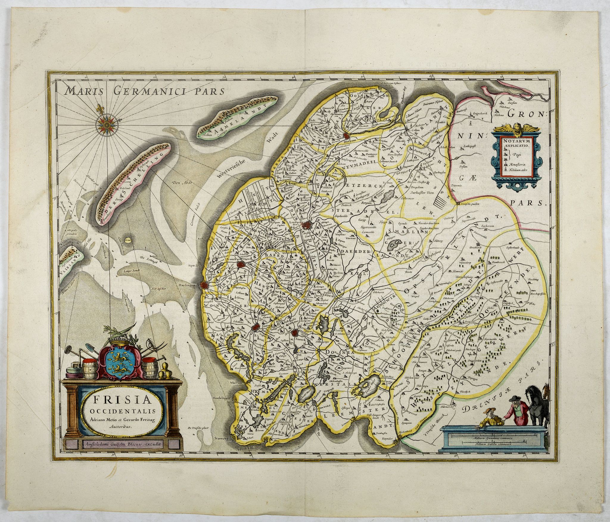 BLAEU, W., Frisia Occidentalis., antique map, old maps