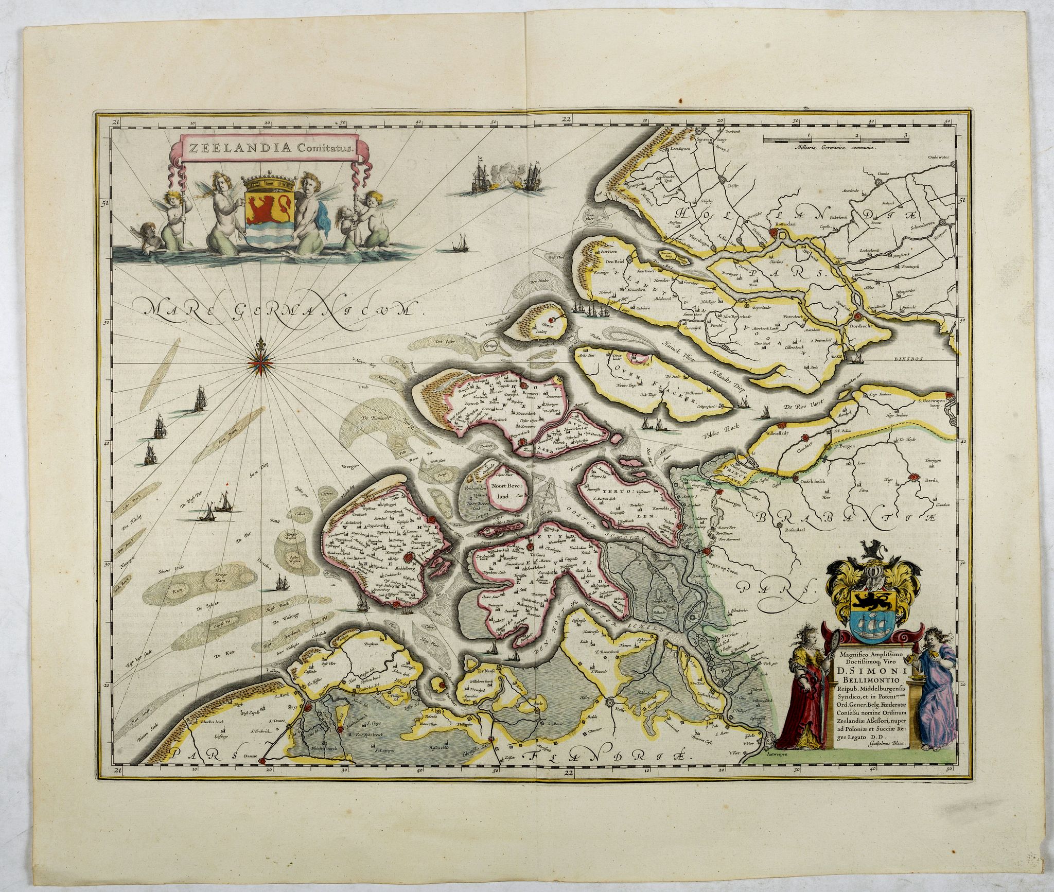BLAEU, W., Zeelandia Comitatus., antique map, old maps