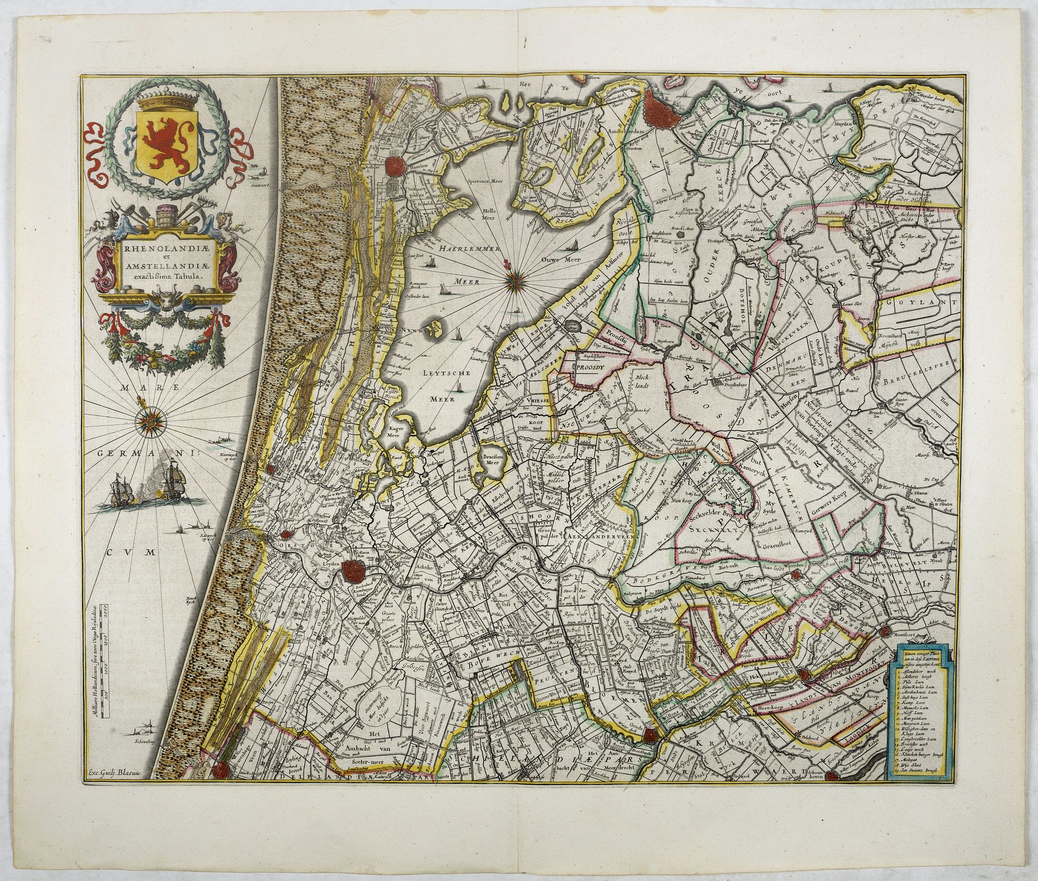 BLAEU, W., Rhenolandiae et Amstellandiae., antique map, old maps