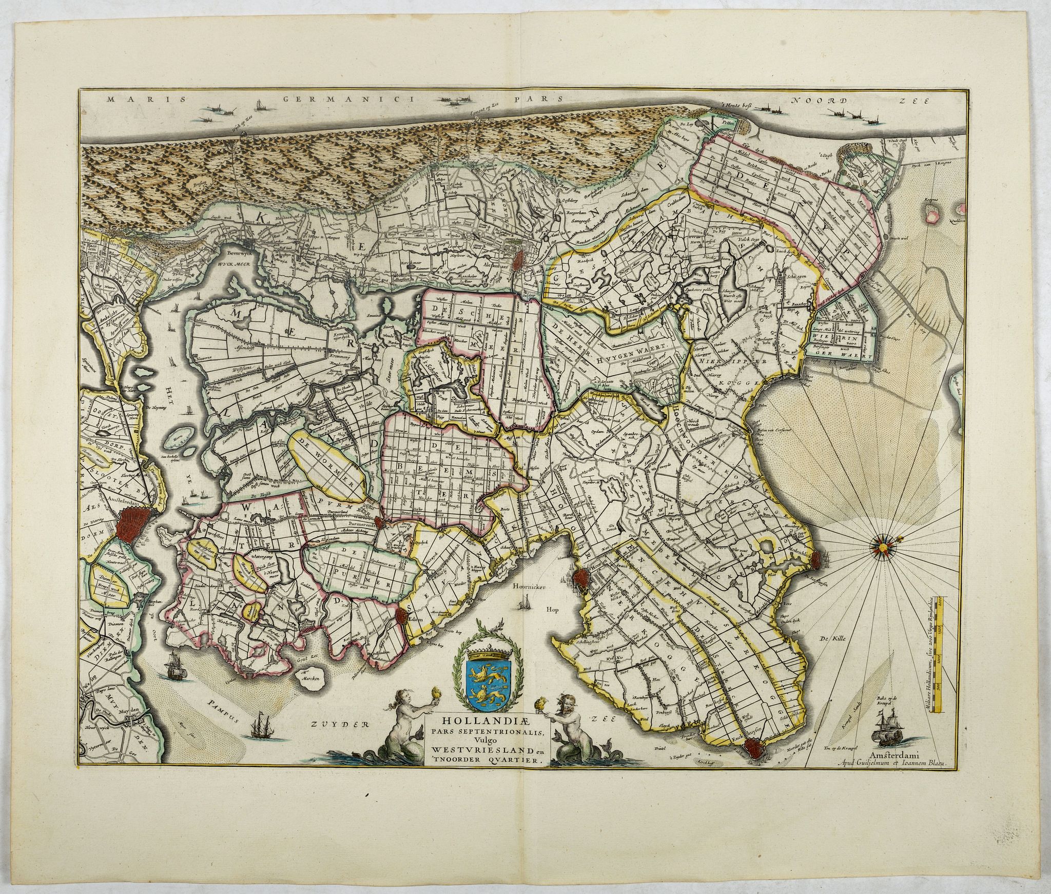 BLAEU, W., Hollandiae pars septentrionalis, Vulgo Westvriesland.., antique map, old maps