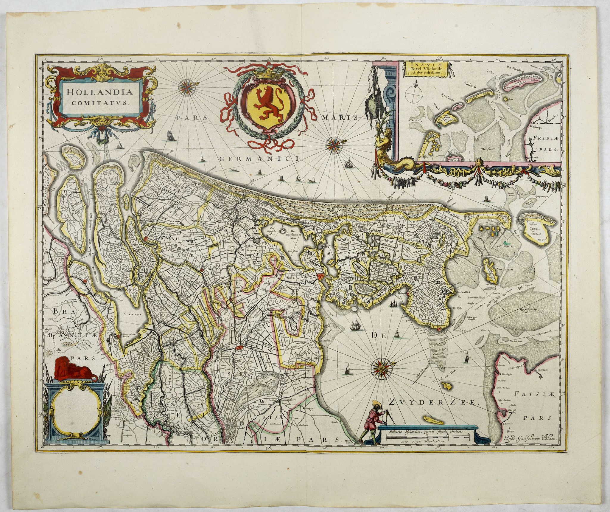 BLAEU, W., Hollandia Comitatus., antique map, old maps