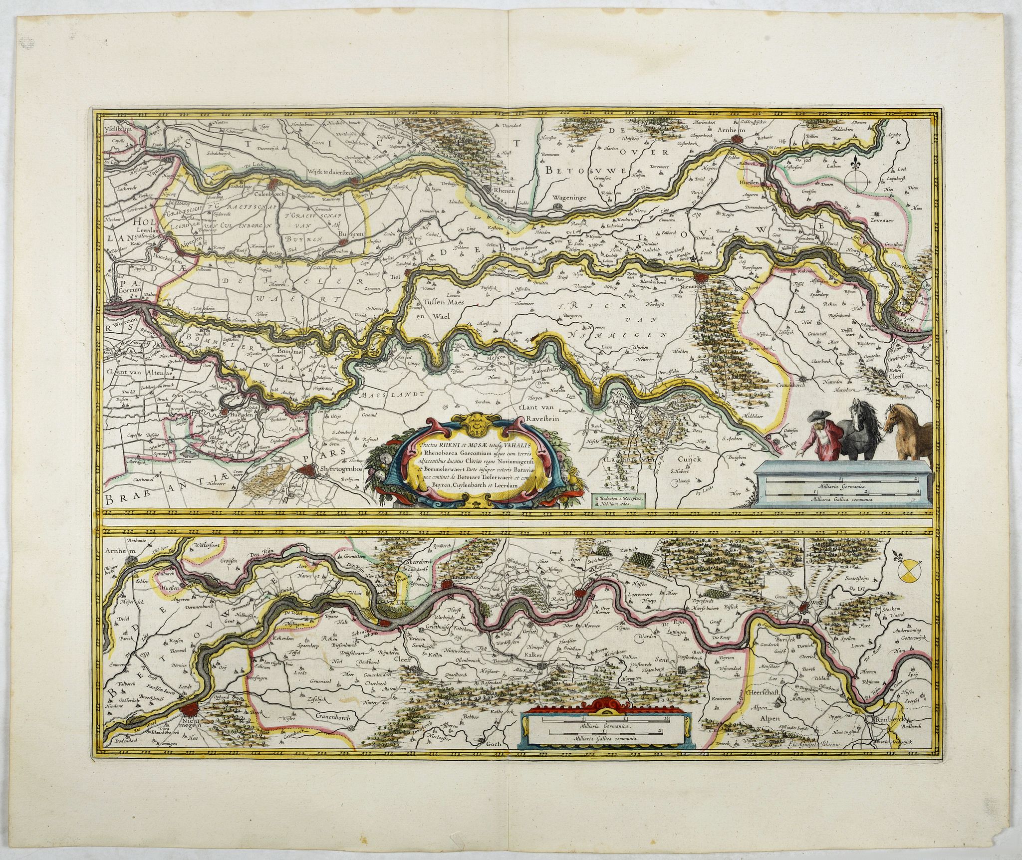 BLAEU, W., Tractus Rheni et Mosae totusq Vahalis., antique map, old maps