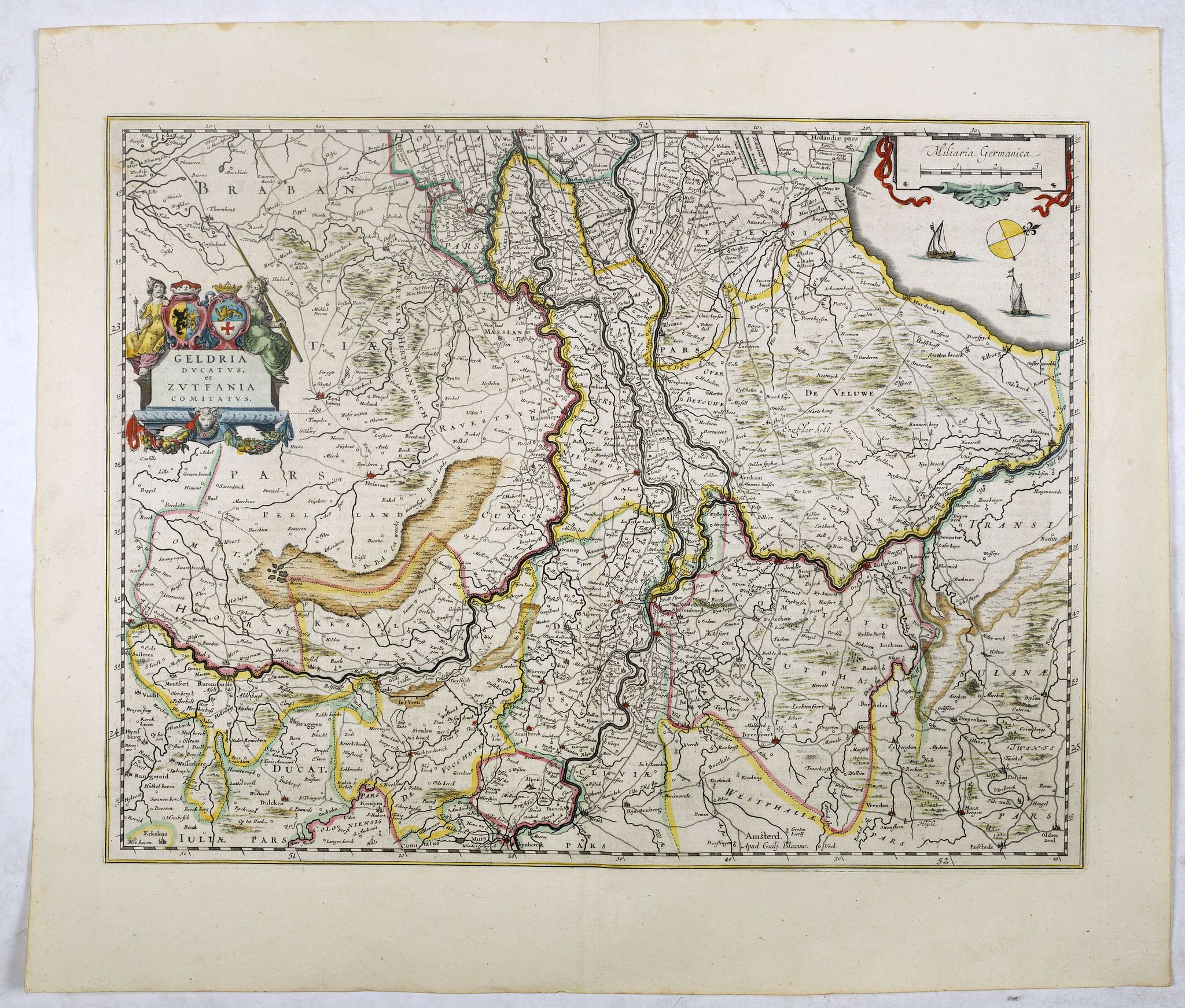 BLAEU, W., Geldria Ducatus et Zutphania Comitatus., antique map, old maps