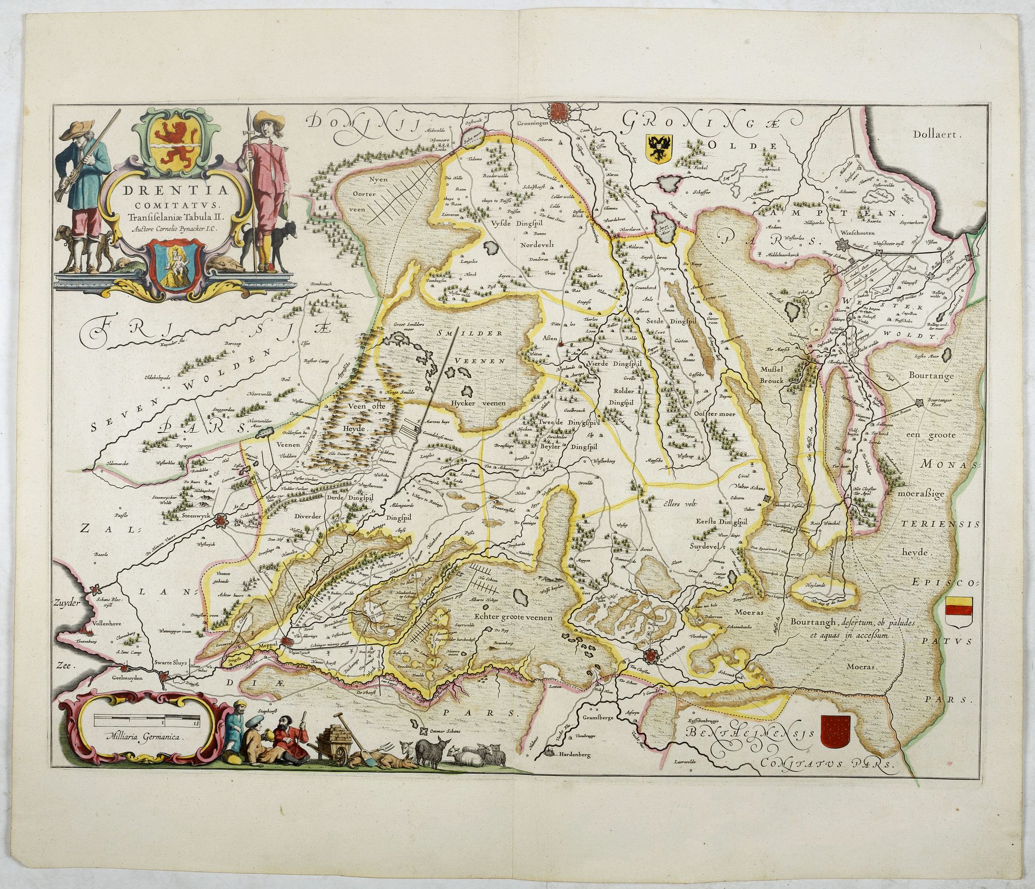 BLAEU, W., Drentia Comitatus., antique map, old maps