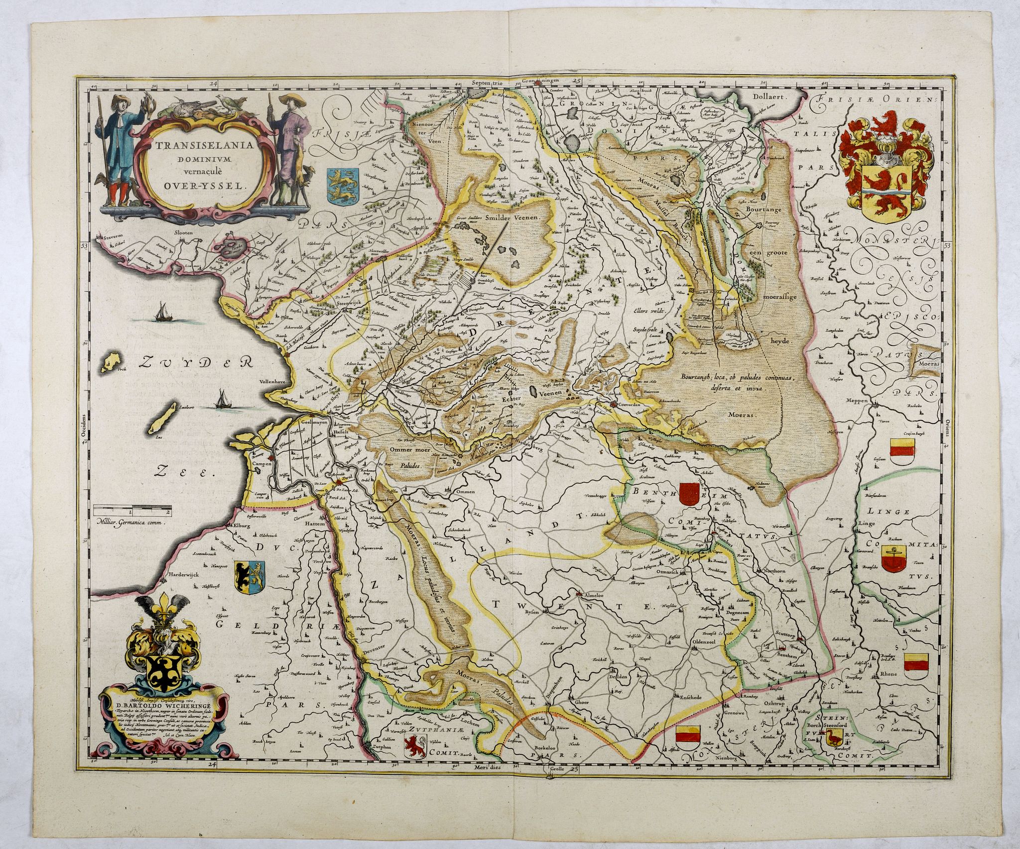 BLAEU, W., Transiselania Dominium vernacule Over-Yssel., antique map, old maps
