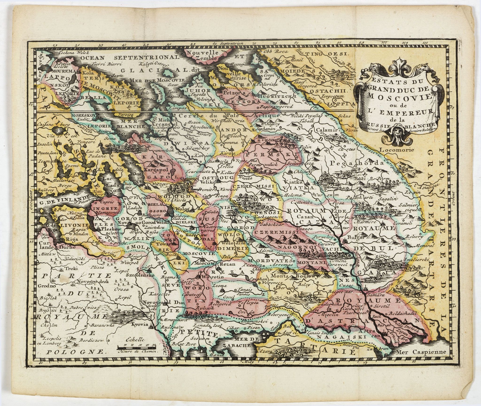 DE LETH, H., Estats du Grand duc de Moscovie ou de l'Empereur de la Russie Blanche., antique map, old maps