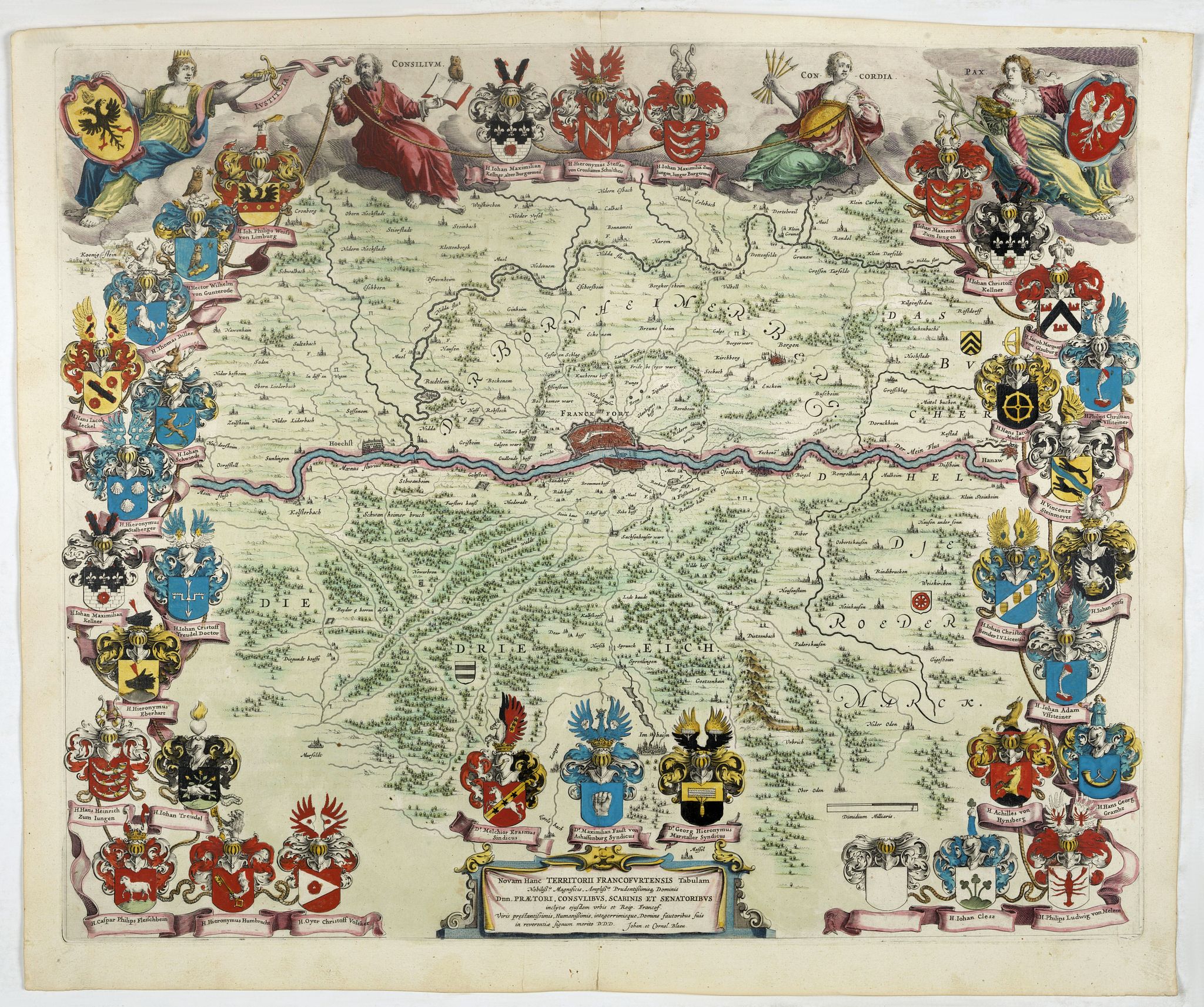 BLAEU, J., Novam Hanc Territorii Francofvrtensis., antique map, old maps