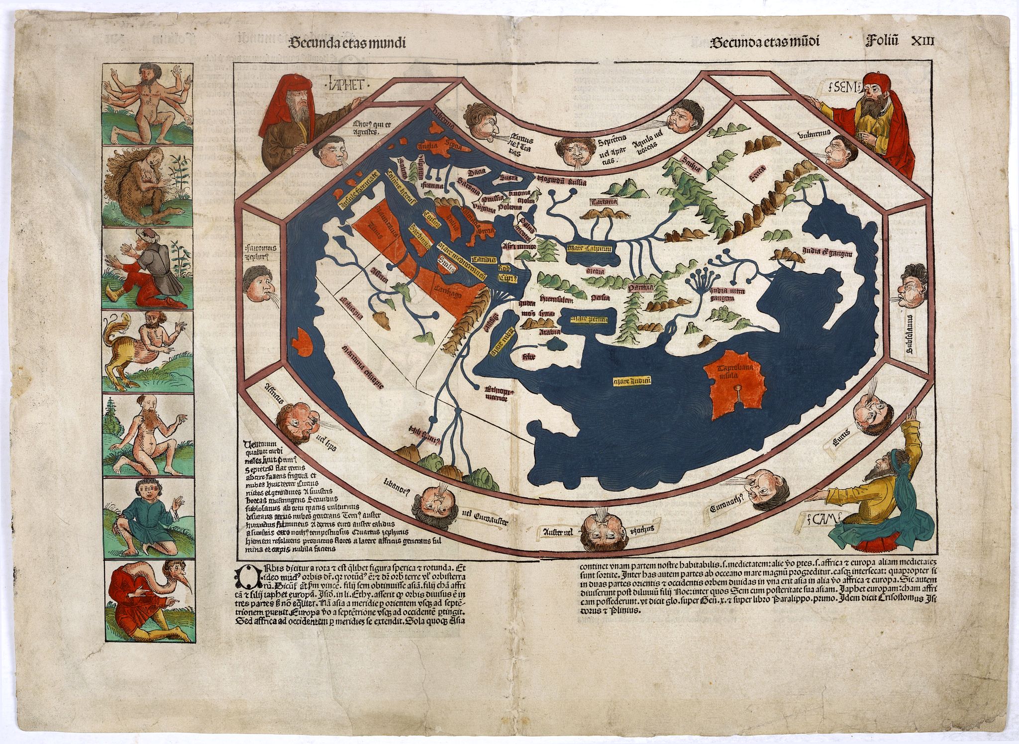 SCHEDEL, H., Secunda etas mundi. Folium XIII., antique map, old maps
