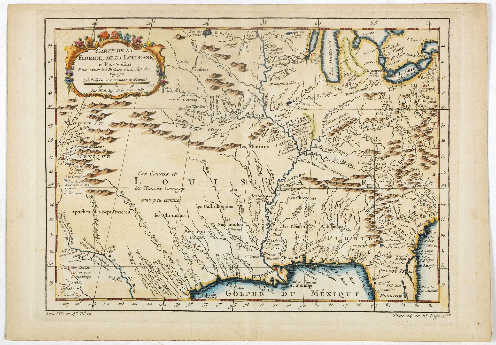 BELLIN, J.N., Carte de la Floride, de la Louisiane, et Pays Voisins. . ., antique map, old maps