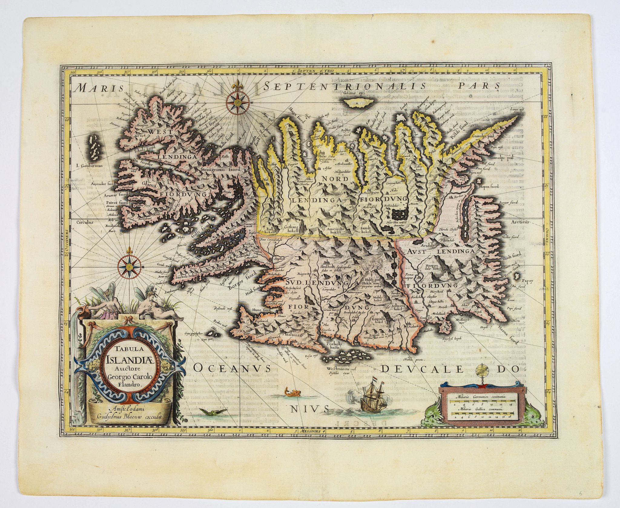 BLAEU, W., Tabula Islandiae Auctore Georgio Carolo Flandro., antique map, old maps