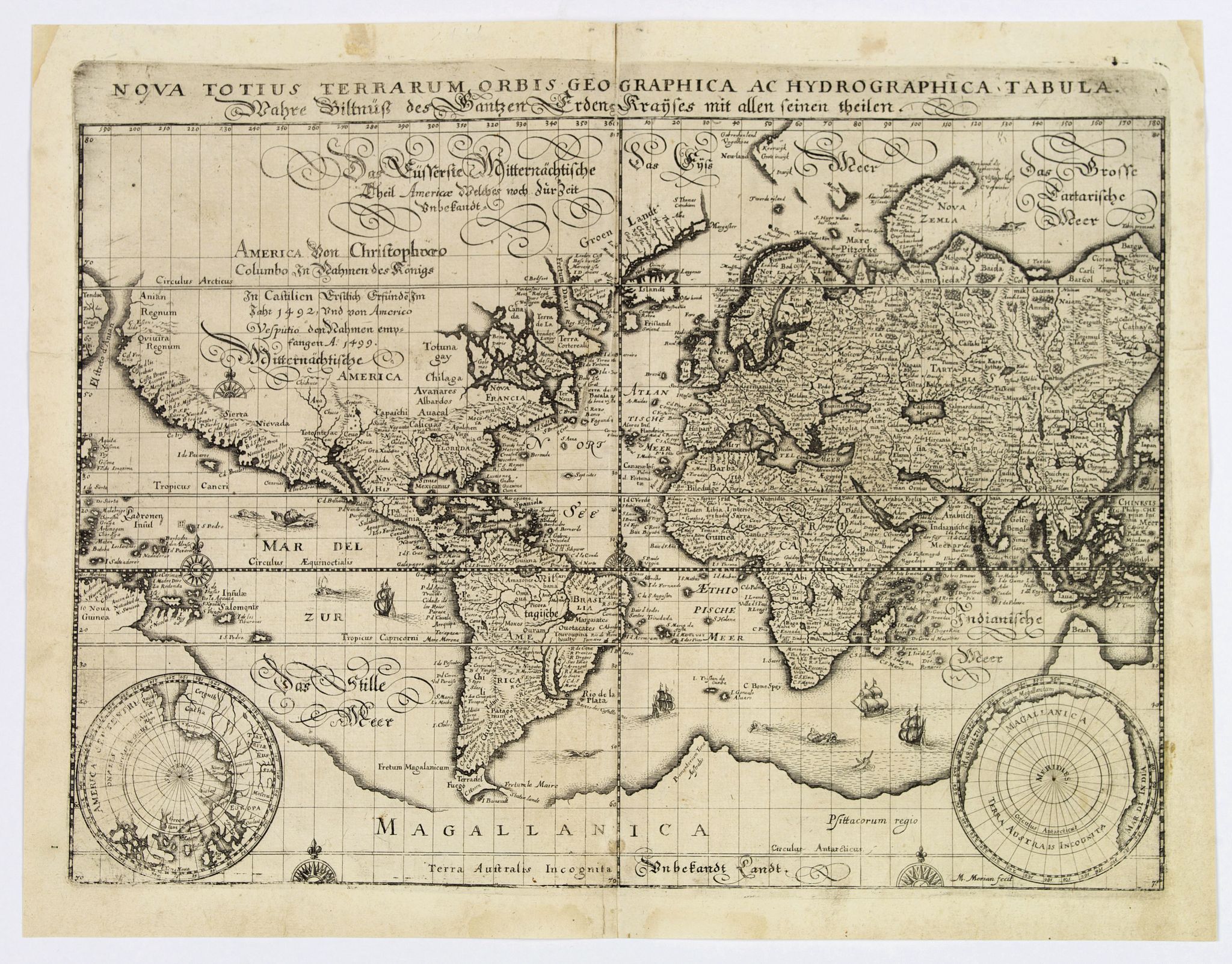 MERIAN, M., Nova totius terrarum orbis geographica ac hydrographica. . ., antique map, old maps