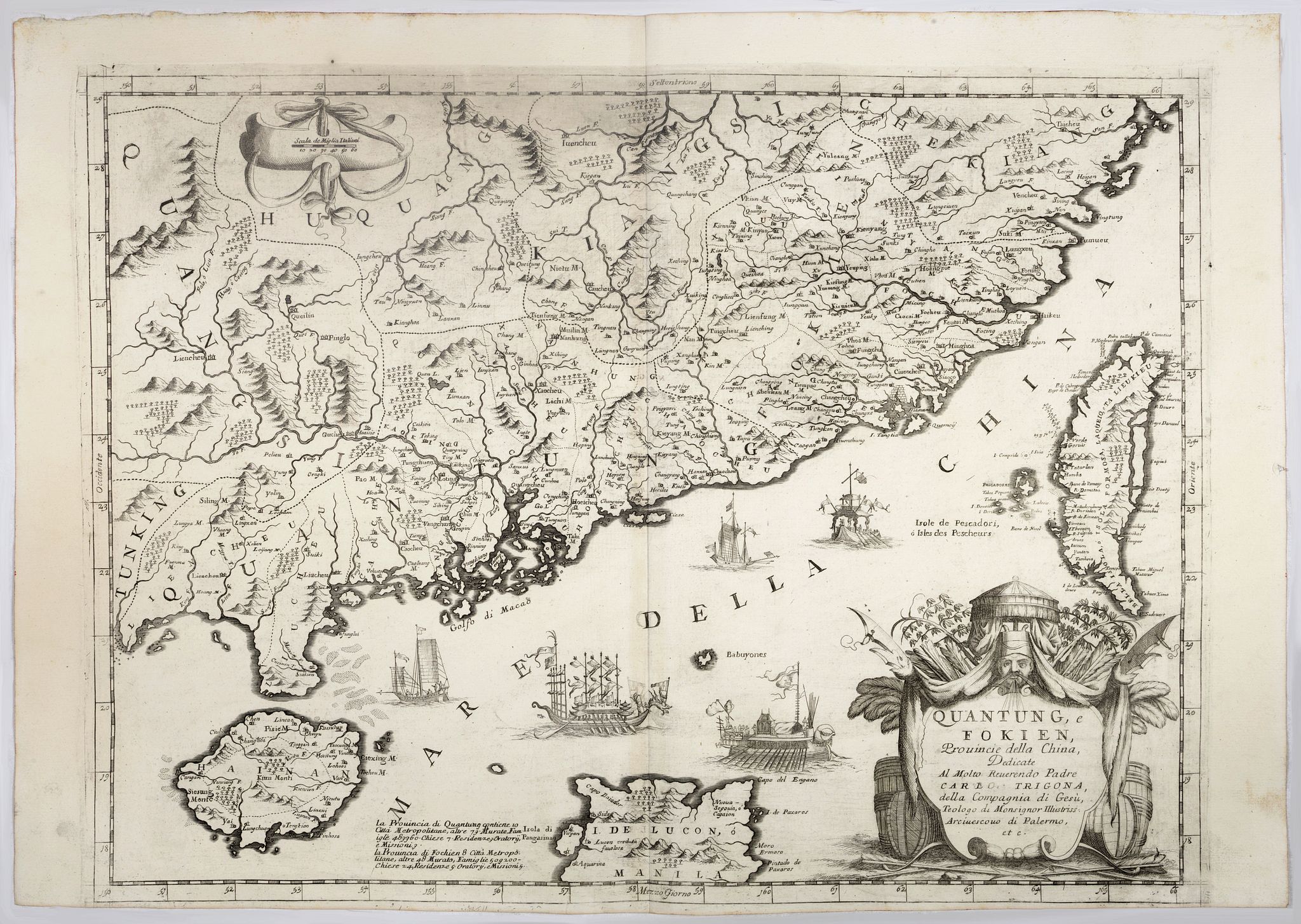 CORONELLI, V.M., Quantung, e Fokien, Provincie della China..., antique map, old maps