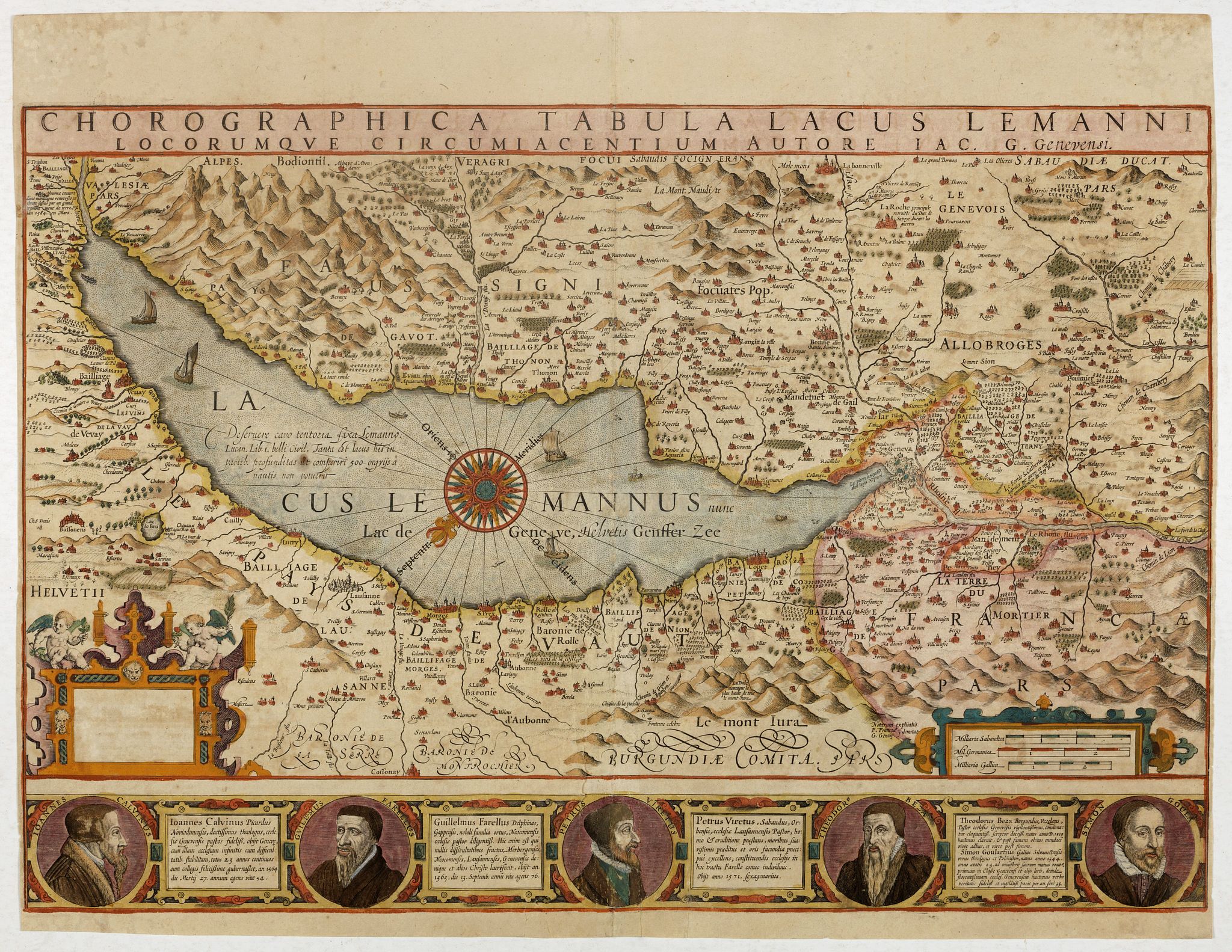 MERCATOR, G./ HONDIUS, J., Chorographica Tabula Lacus Lemanni Locorumque Circumiacentium Auctore Iac. G. Genevensi., antique map, old maps
