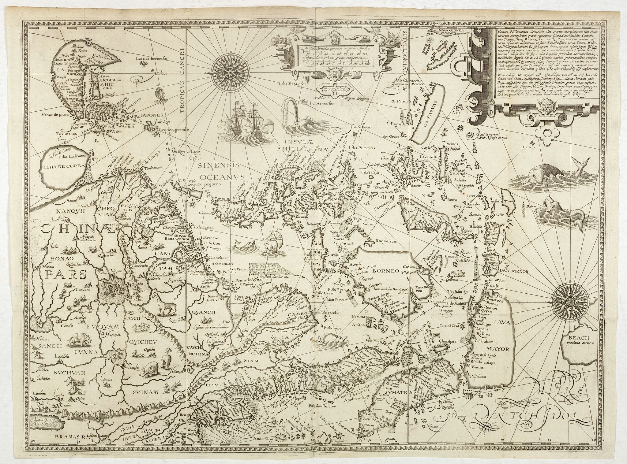 VAN LINSCHOTEN, J.H., Exacta & accurata.. regionibus China, Cauchinchina, Camboja.., antique map, old maps