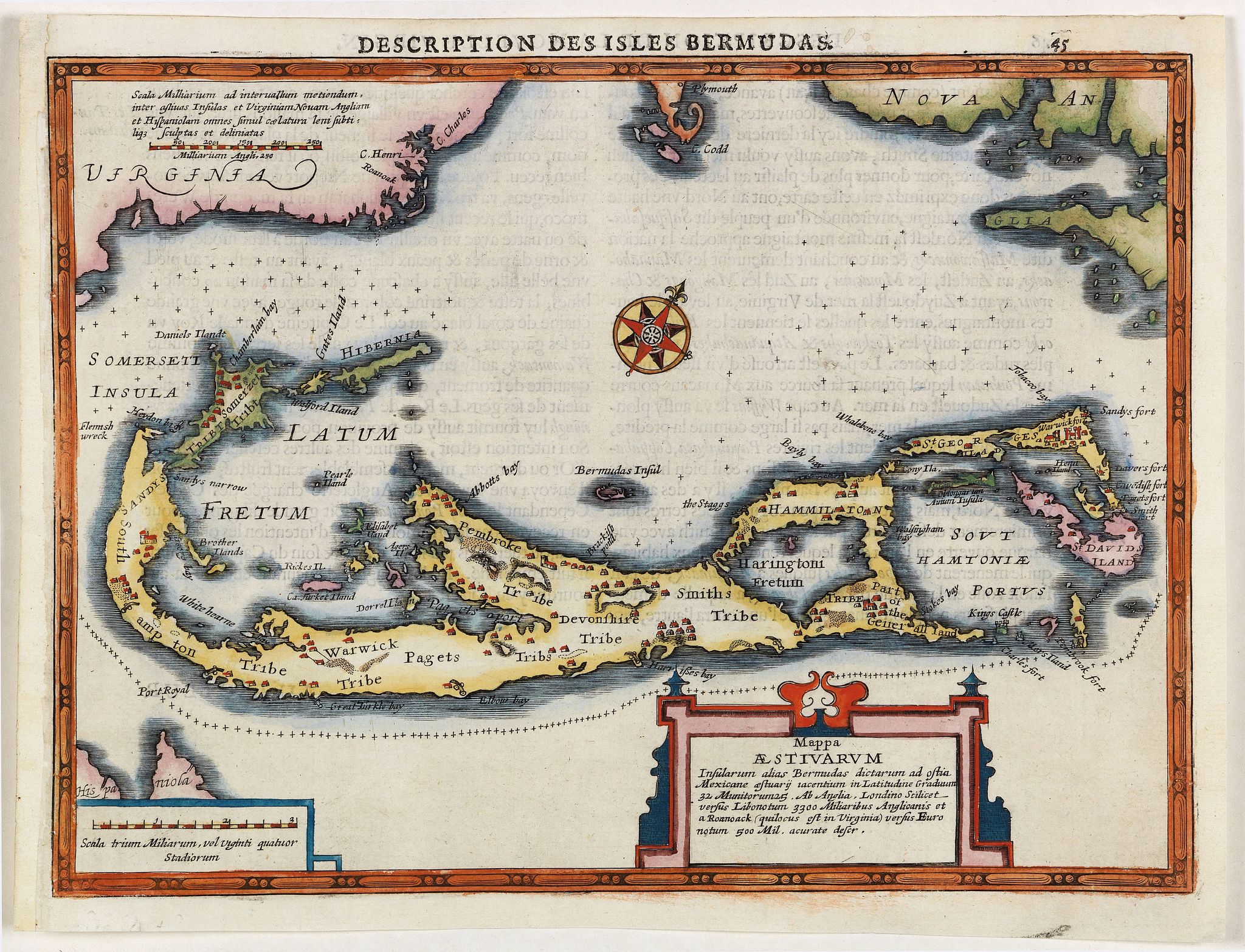 MERCATOR, G. / CLOPPENBURGH, J.E., Description des Isles Bermudas., antique map, old maps