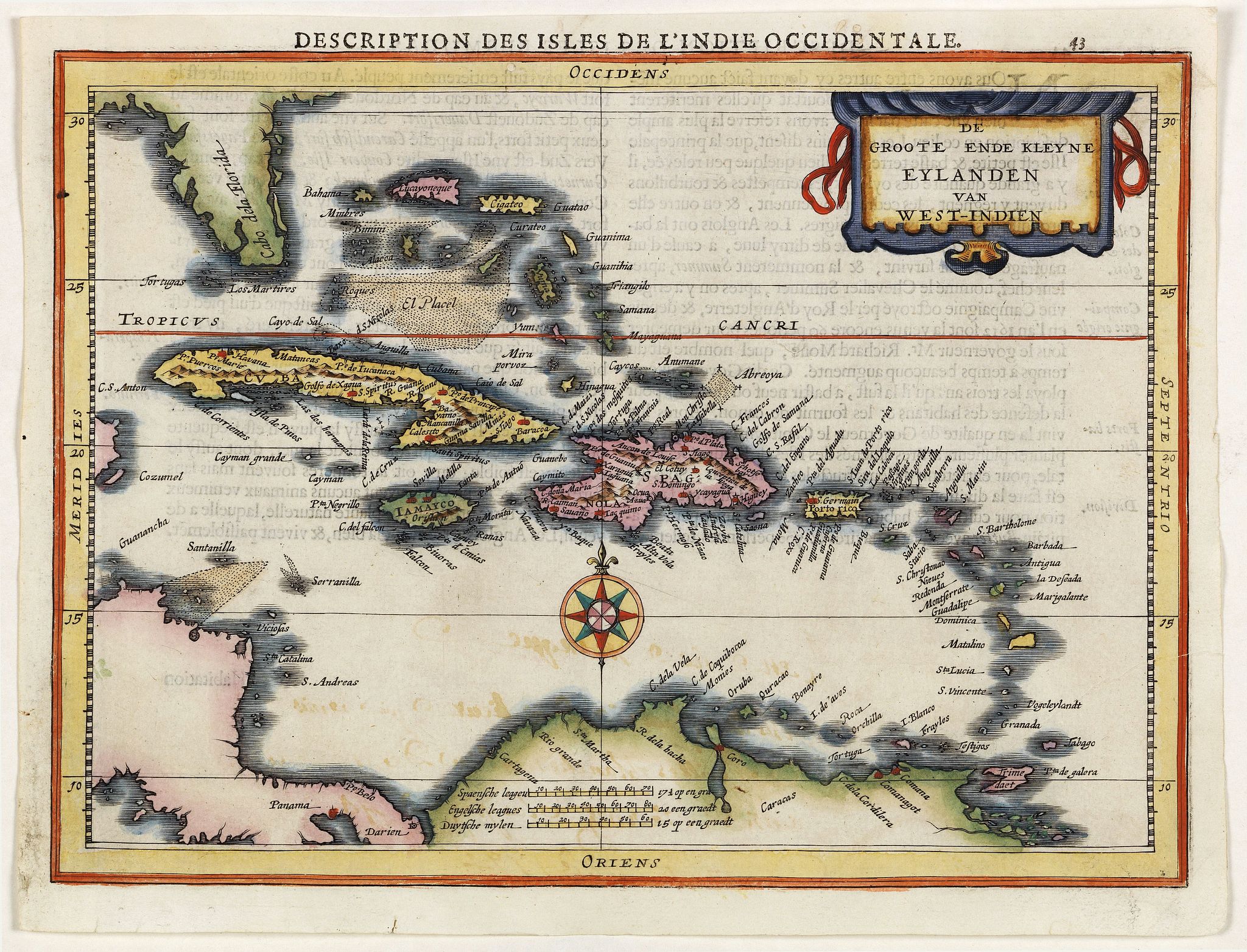 MERCATOR, G. / CLOPPENBURGH, J.E., Description des Isles de l'Indie Occidentale., antique map, old maps