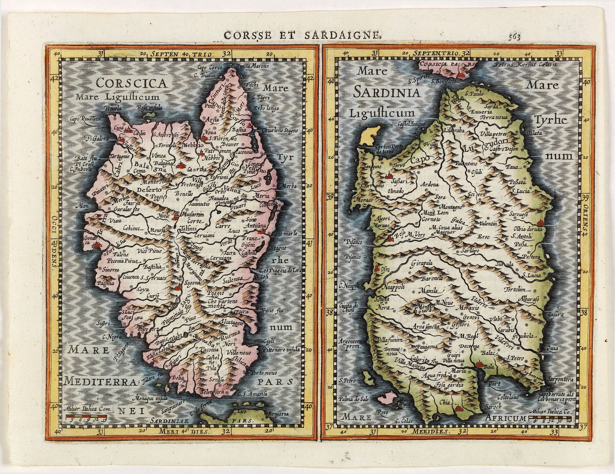 MERCATOR, G. / CLOPPENBURGH, J.E., Corsse et Sardaigne., antique map, old maps