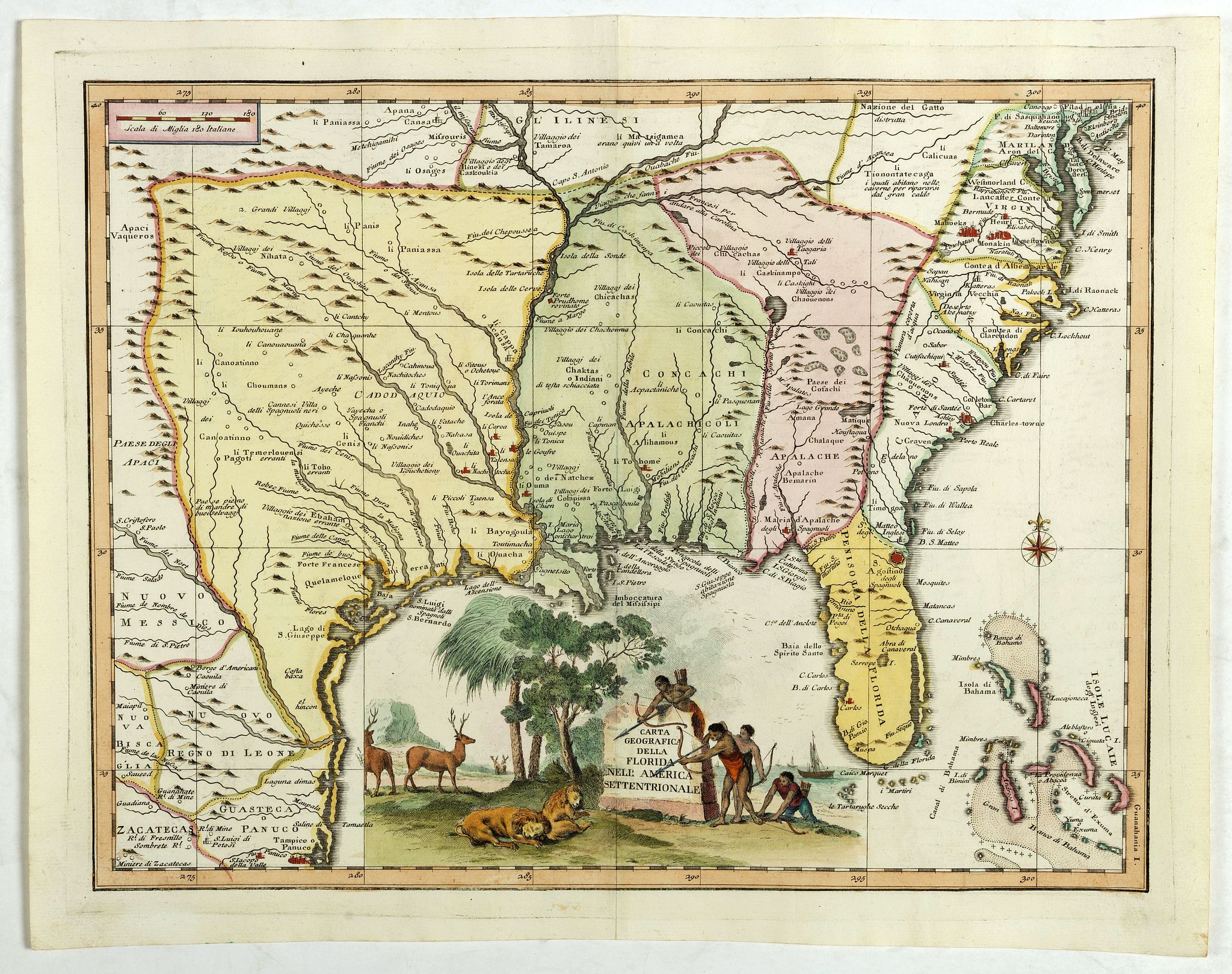 ALBRIZZI, G., Carta geographica della florida nelp americ settentrionale., antique map, old maps