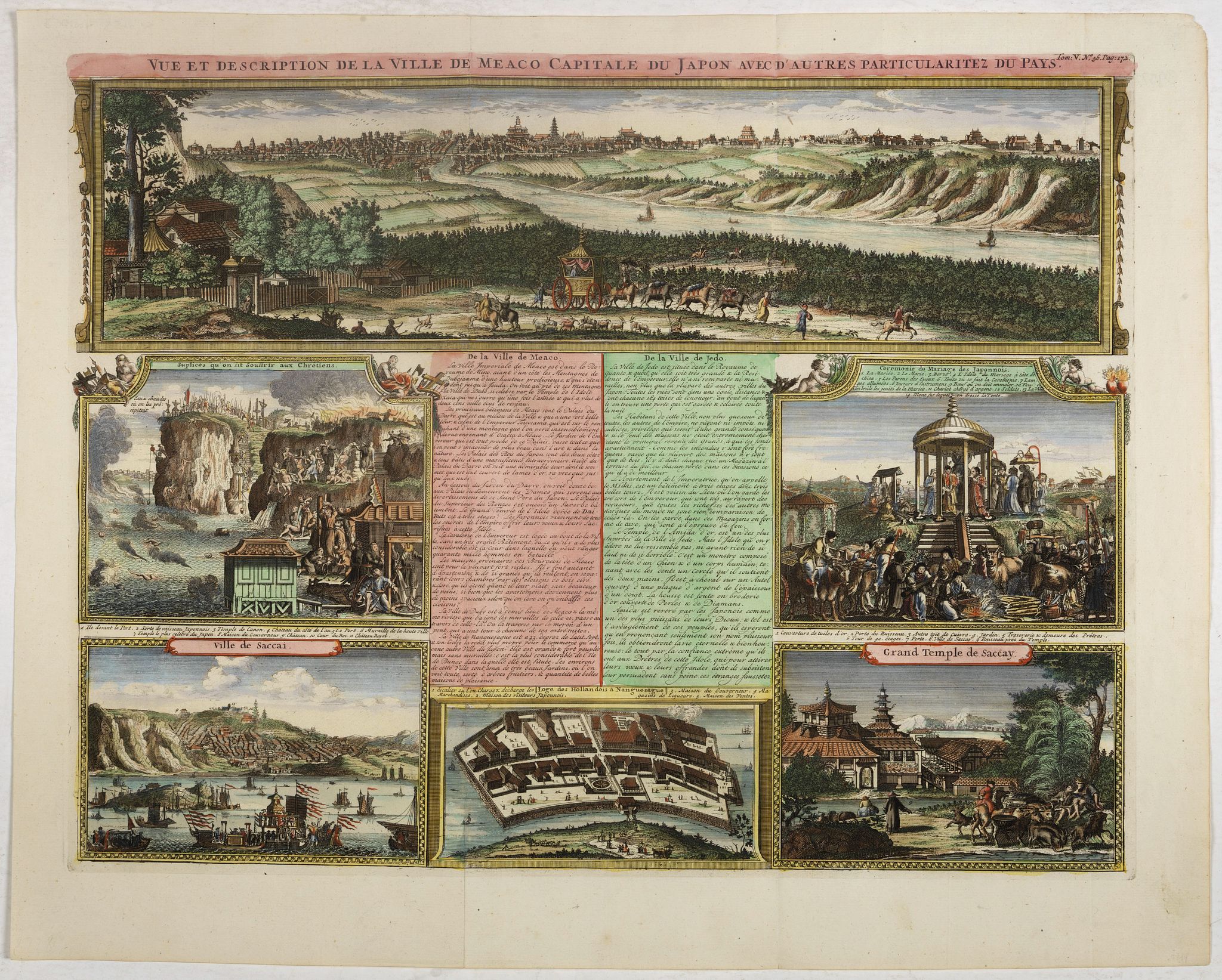 CHATELAIN, H., Vue et description de la Ville de Meaco Capitale du Japon. . ., antique map, old maps