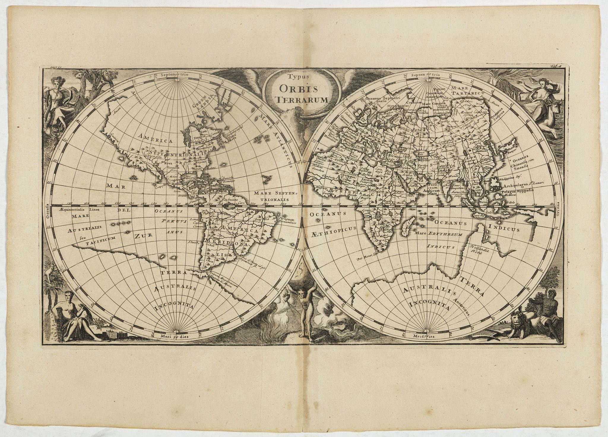 CLUVER, P., Typus Orbis Terrarum., antique map, old maps