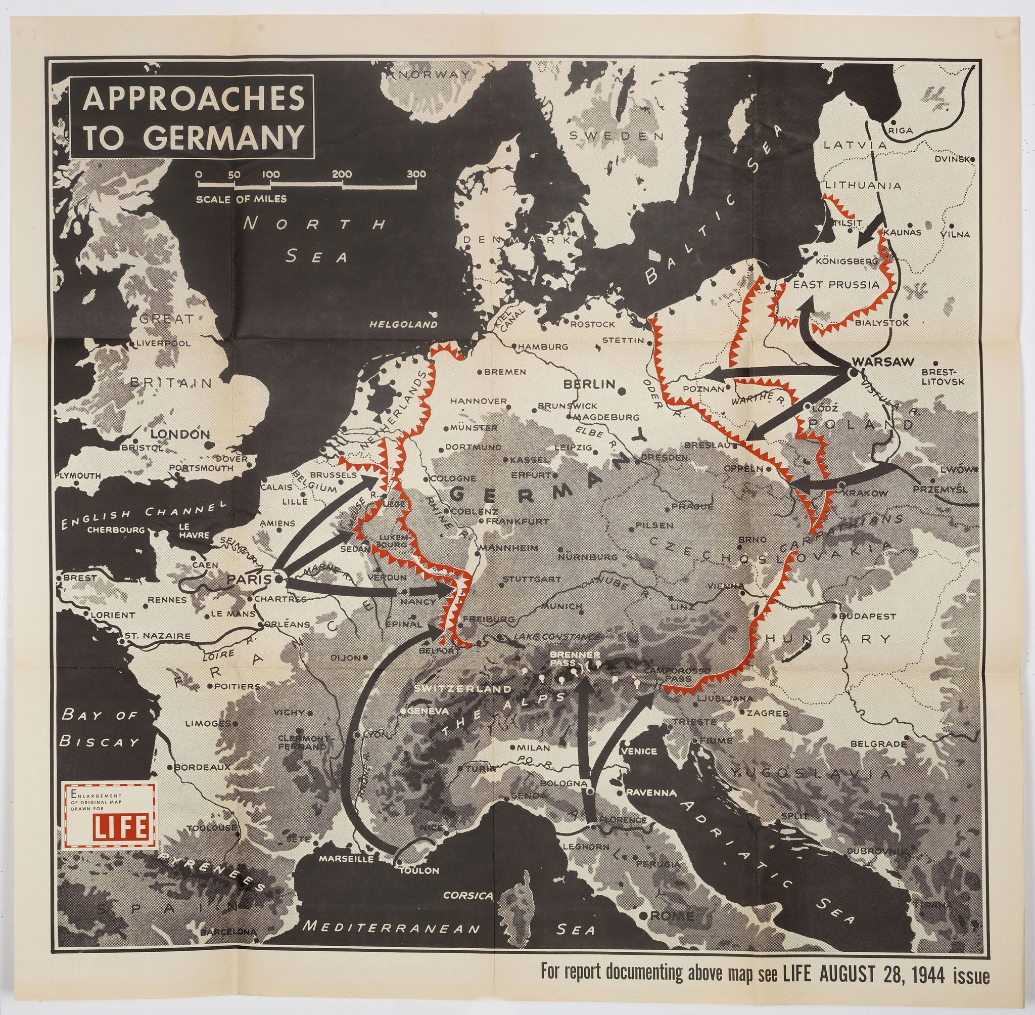 CHAPIN, R. M. Jr., Approaches to Germany., antique map, old maps
