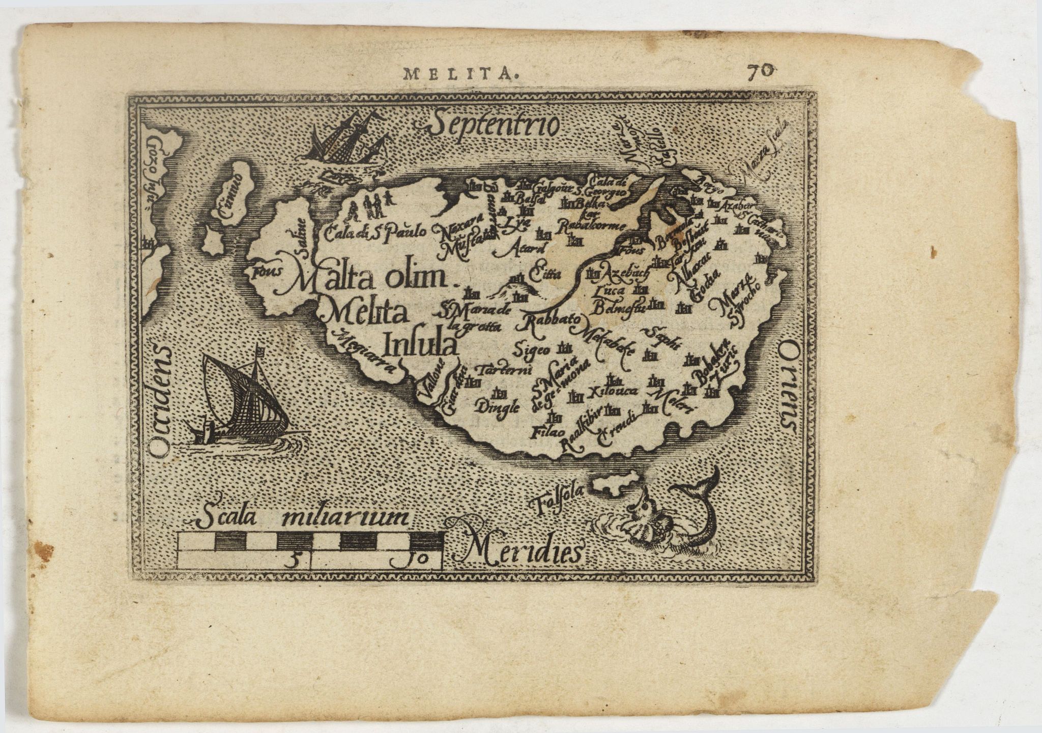 ORTELIUS,A. / GALLE,F., Malta olim Melita Insula., antique map, old maps