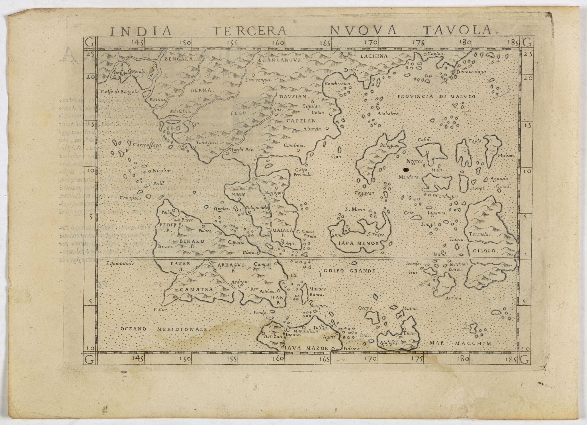RUSCELLI, G., India Tercera Nuova Tavola., antique map, old maps