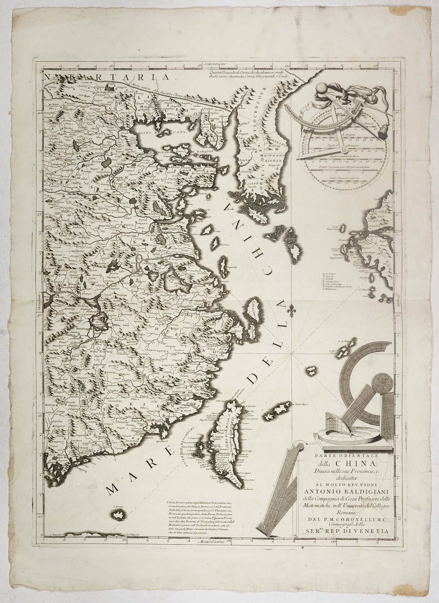 CORONELLI,V.M., Parte orientale della China.., antique map, old maps
